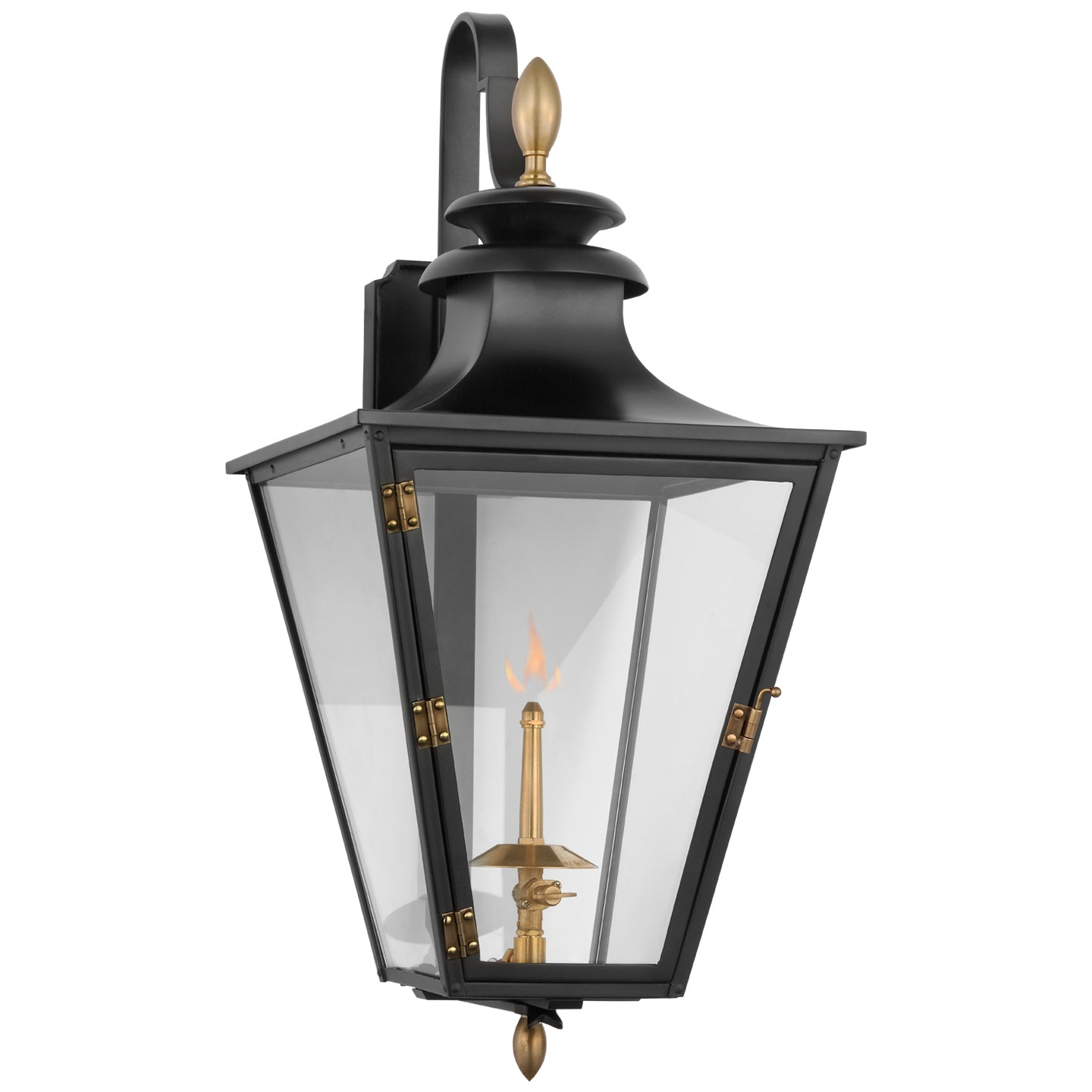 Visual Comfort Signature - CHO 2435BLK-CG - Gas Wall Lantern - Albermarle Gas - Matte Black and Brass