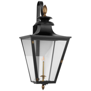 Visual Comfort Signature - CHO 2437BLK-CG - Gas Wall Lantern - Albermarle Gas - Matte Black and Brass