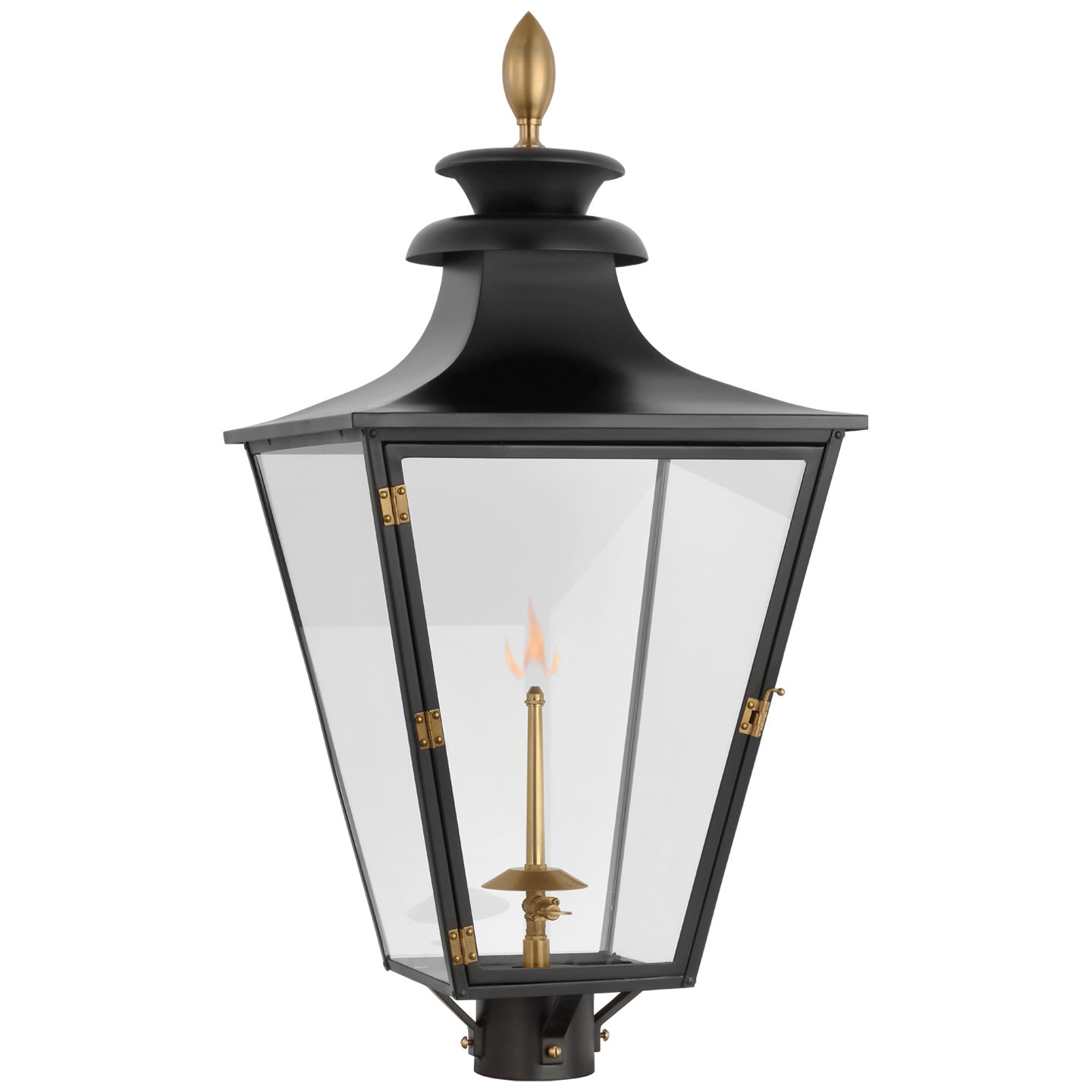 Visual Comfort Signature - CHO 7430BLK-CG - Gas Post Light - Albermarle Gas - Matte Black and Brass