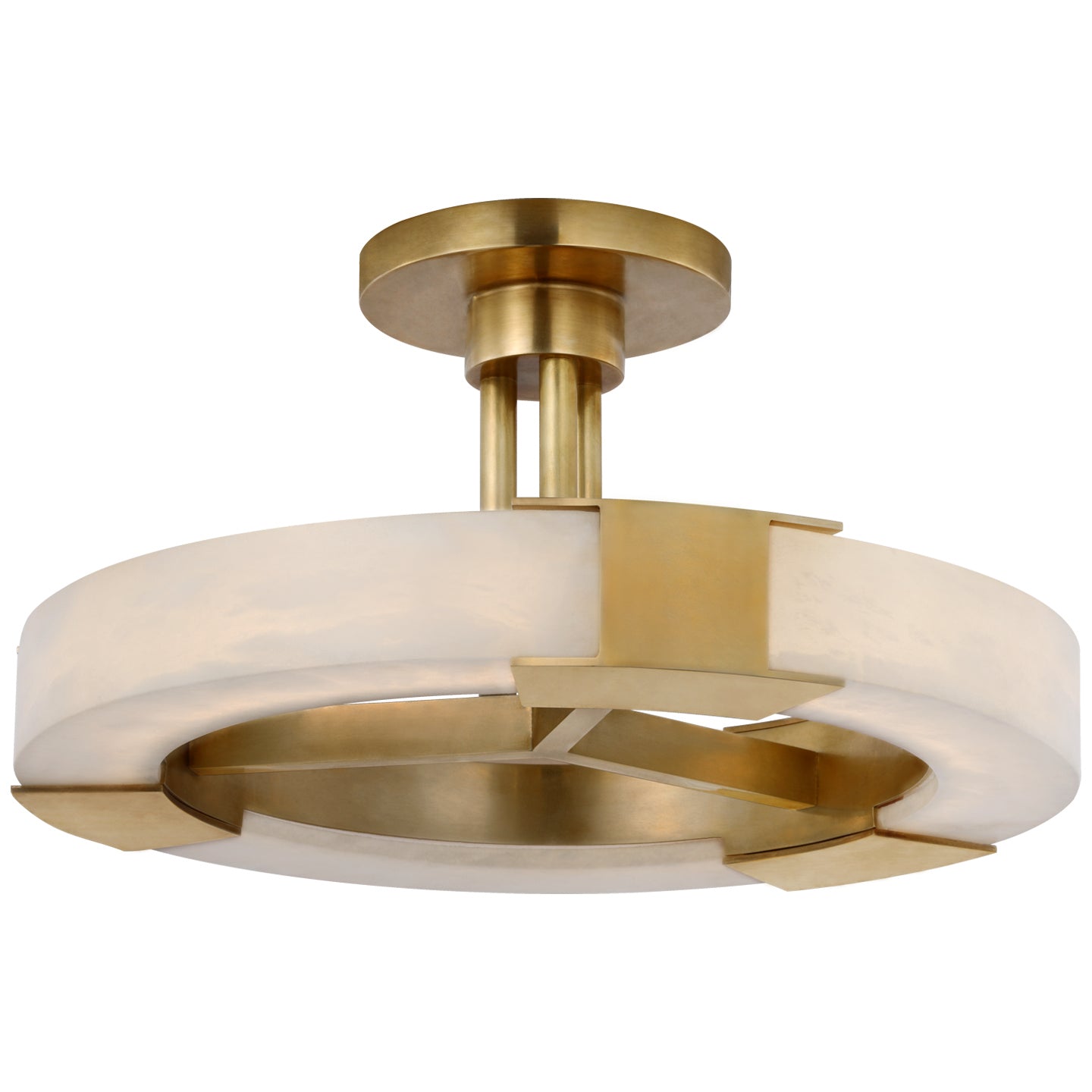 Visual Comfort Signature - KW 4142AB/ALB - LED Semi-Flush Mount - Covet - Antique-Burnished Brass and Alabaster