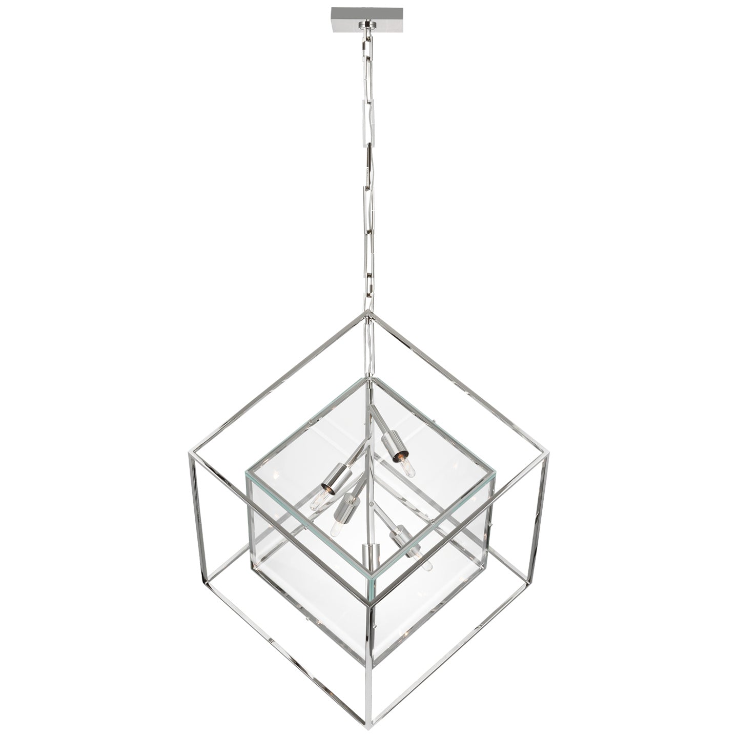 Visual Comfort Signature - KW 5025PN-CG - LED Pendant - Cubed - Polished Nickel