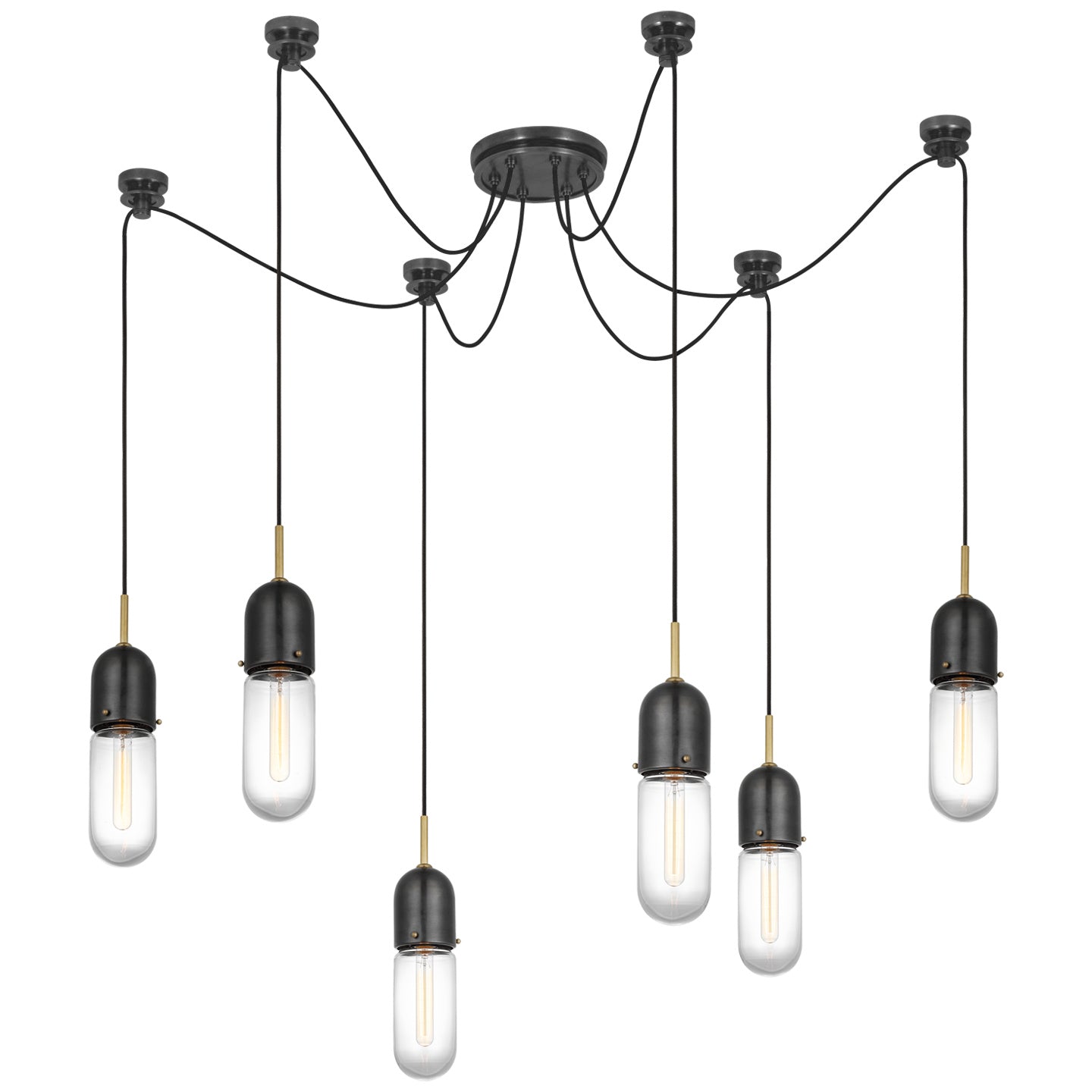 Visual Comfort Signature - TOB 5645BZ/HAB-CG-6 - LED Pendant - Junio - Bronze and Brass