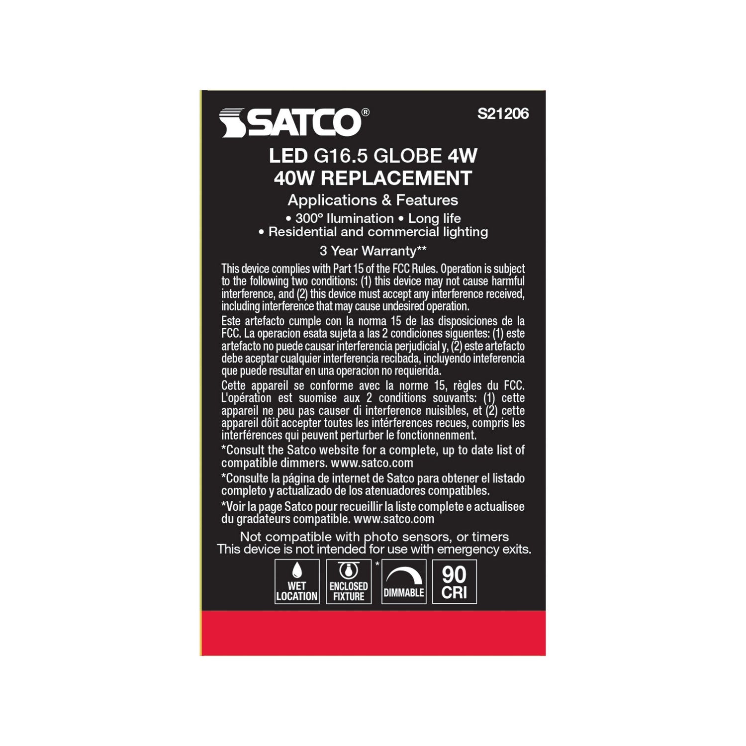 Satco - S21206 - Light Bulb - Clear