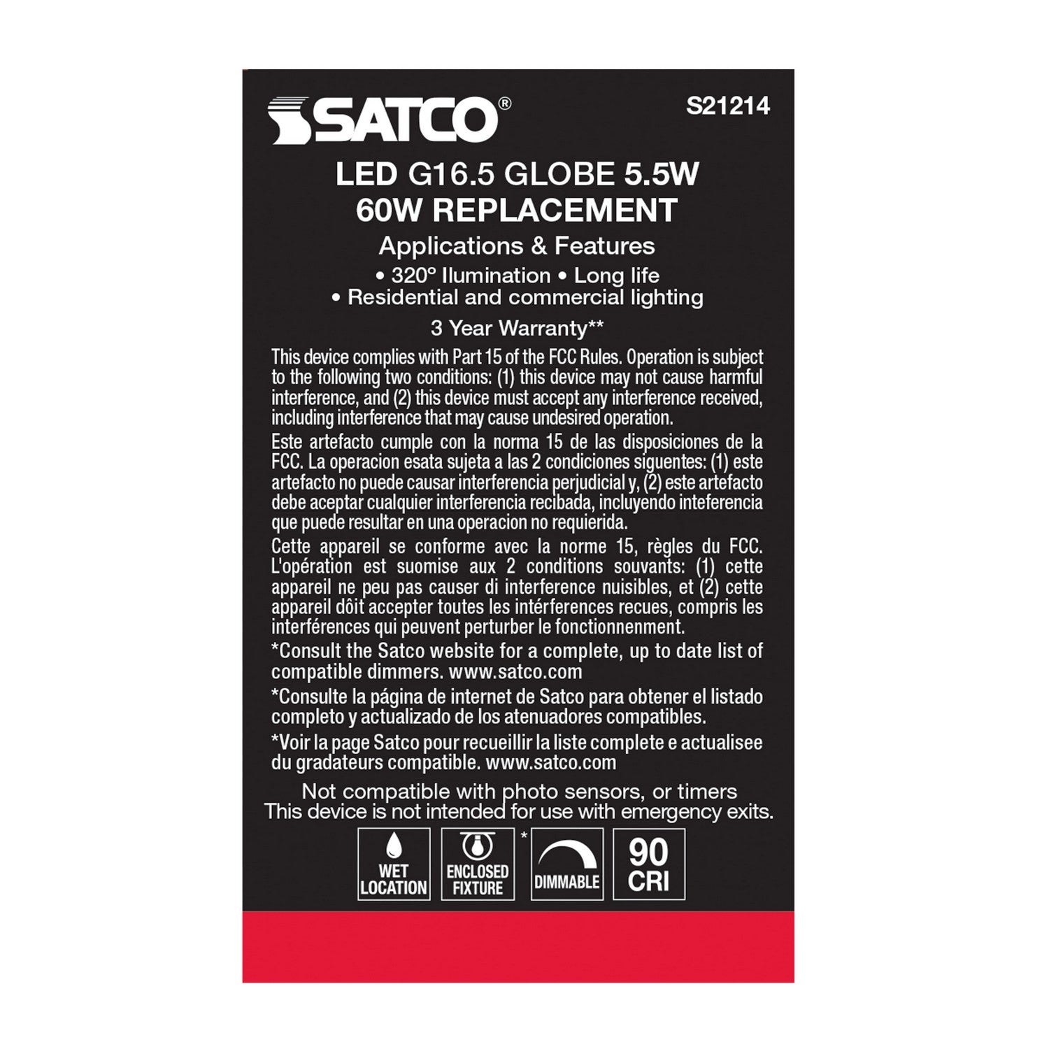 Satco - S21214 - Light Bulb - White