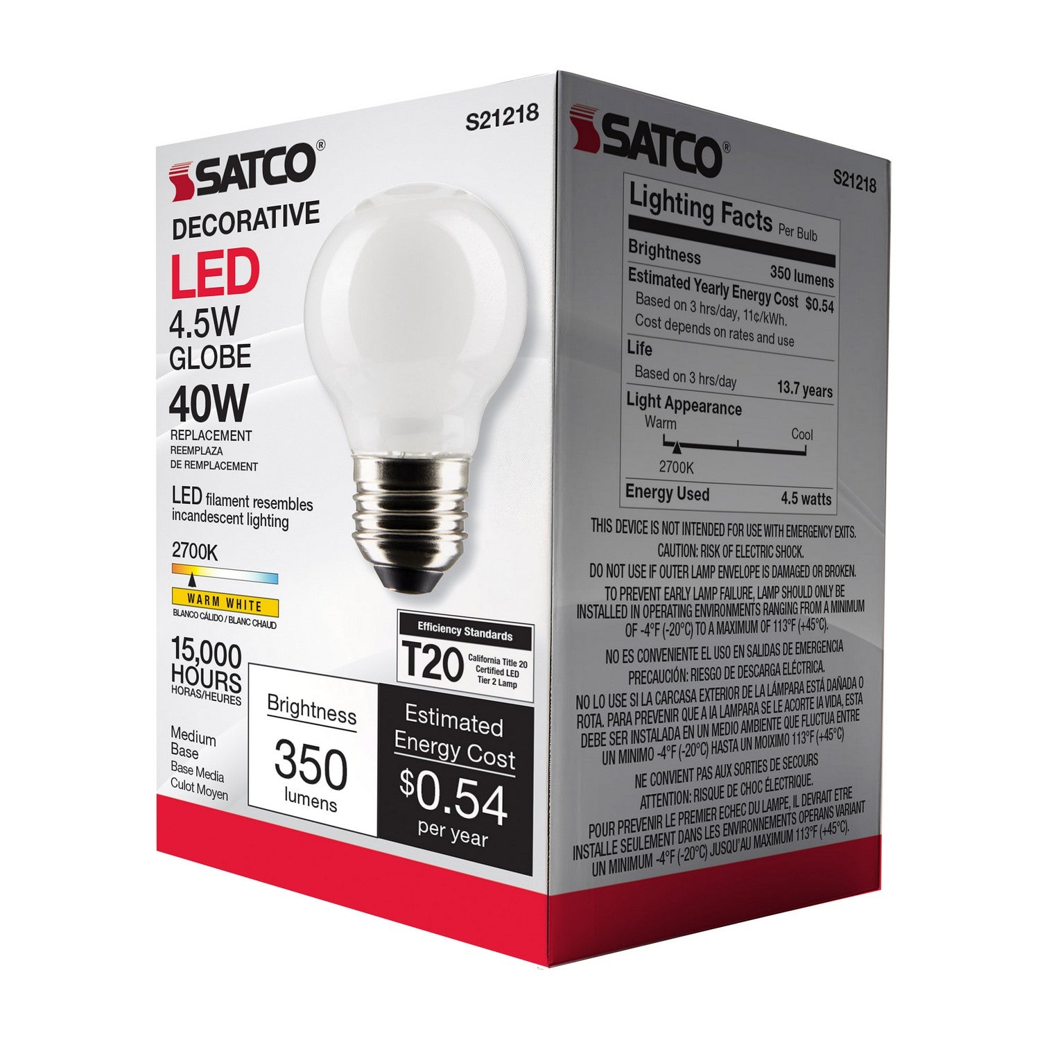 Satco - S21218 - Light Bulb - White