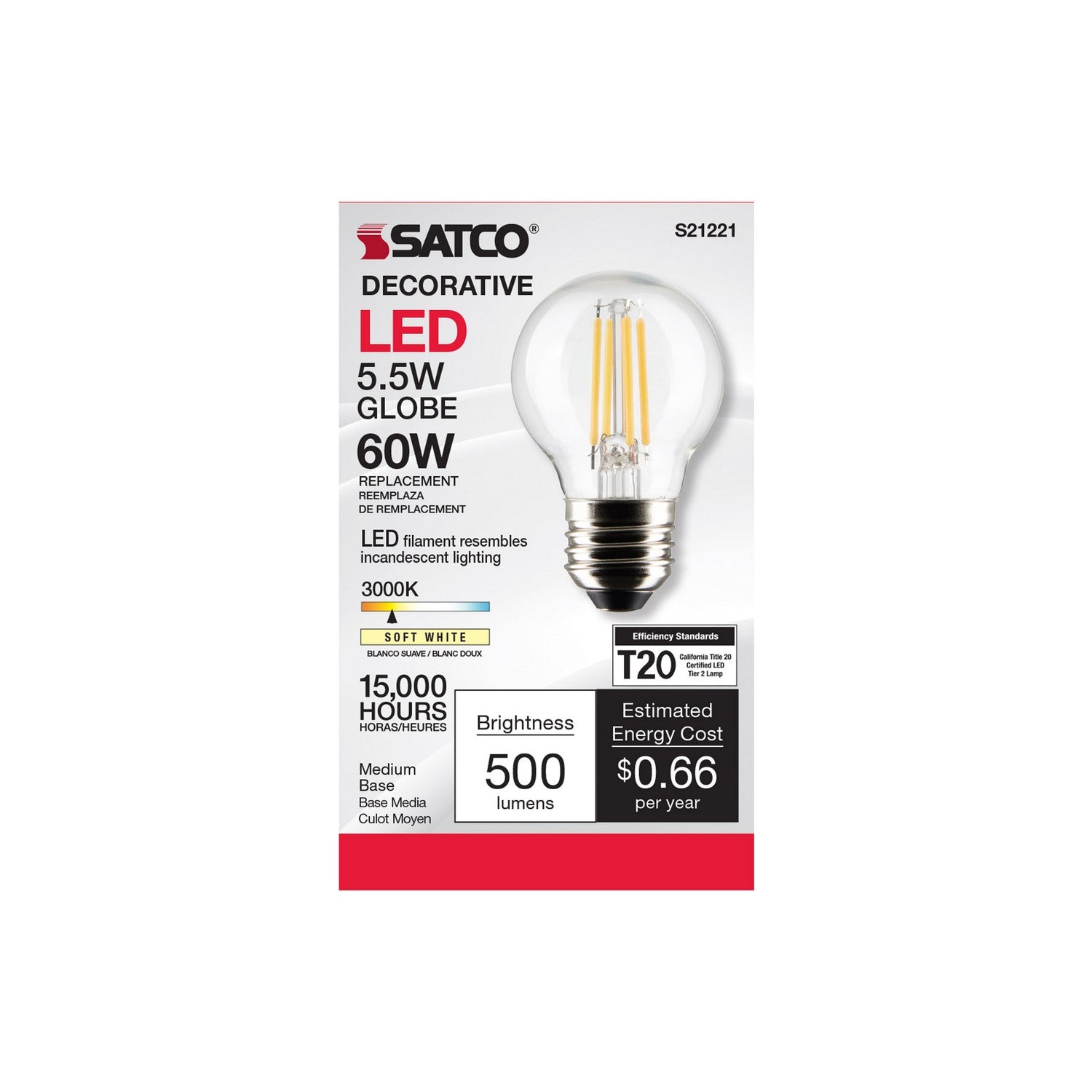 Satco - S21221 - Light Bulb - Clear
