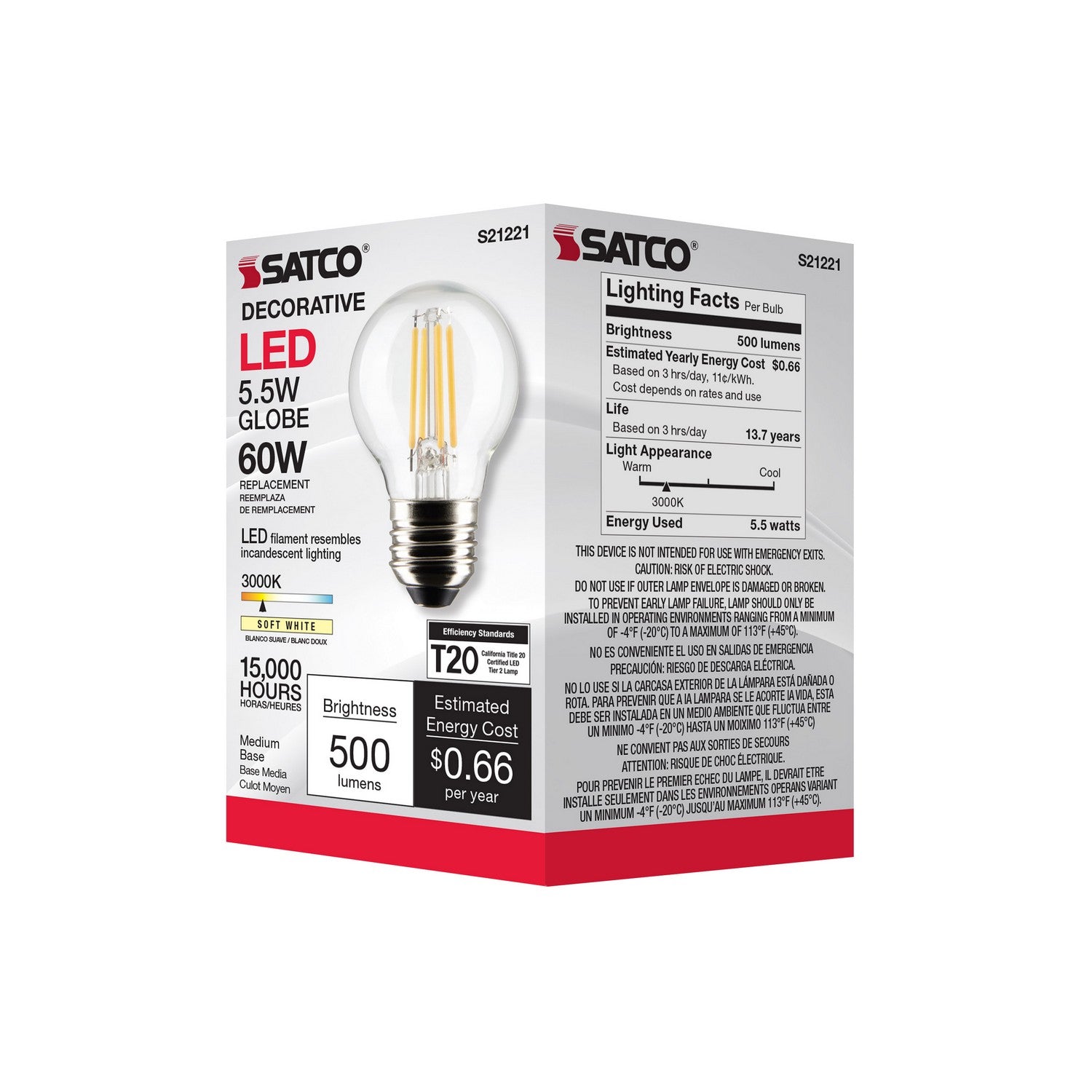 Satco - S21221 - Light Bulb - Clear