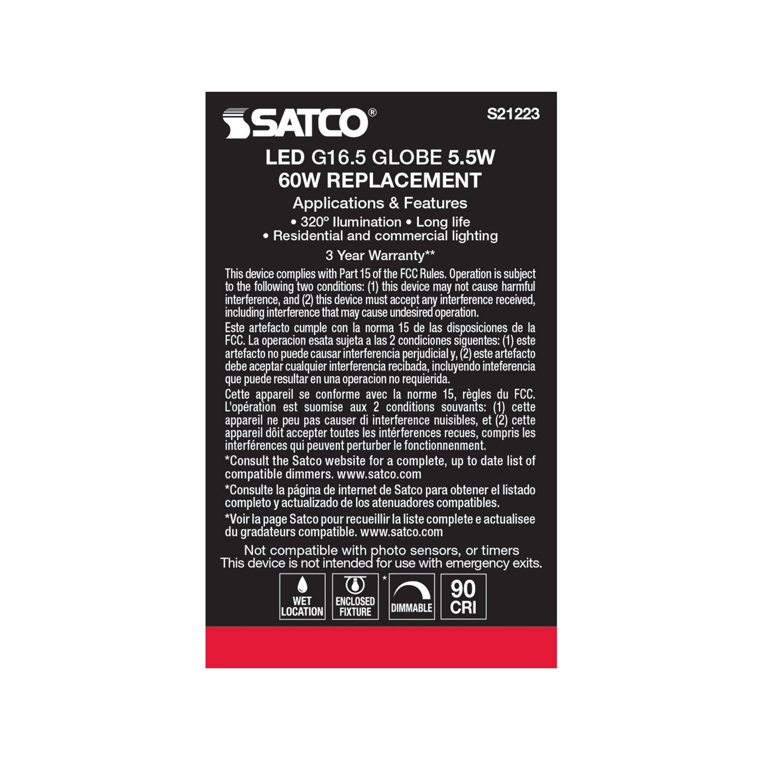 Satco - S21223 - Light Bulb - White