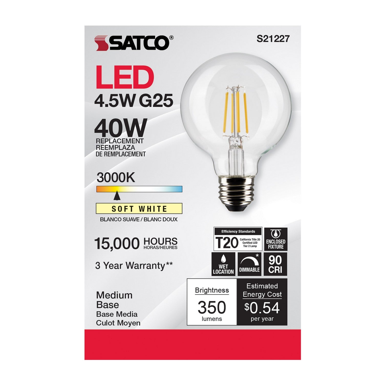 Satco - S21227 - Light Bulb - Clear