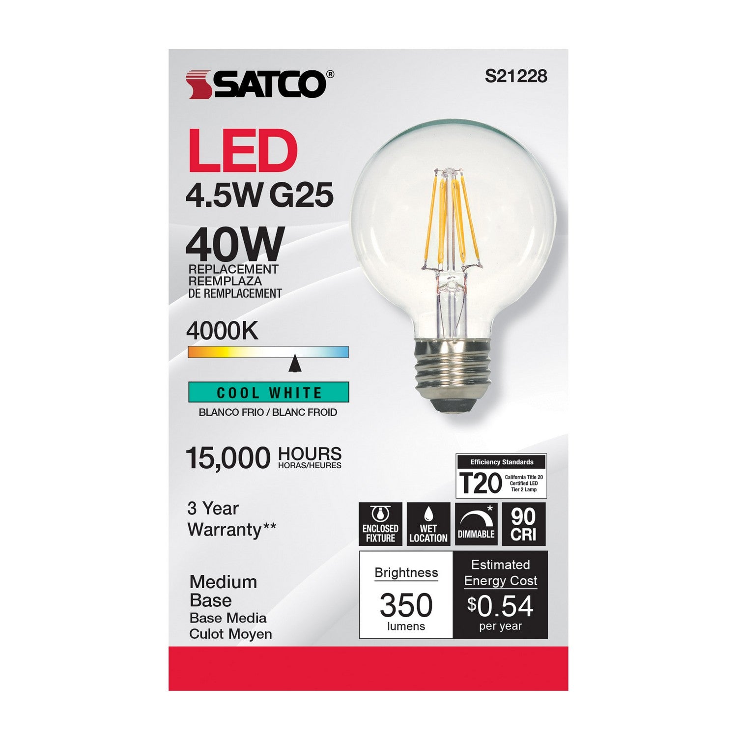 Satco - S21228 - Light Bulb - Clear