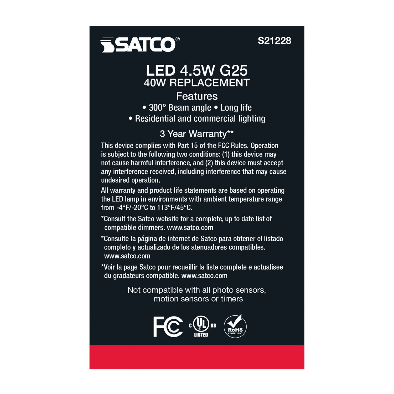 Satco - S21228 - Light Bulb - Clear