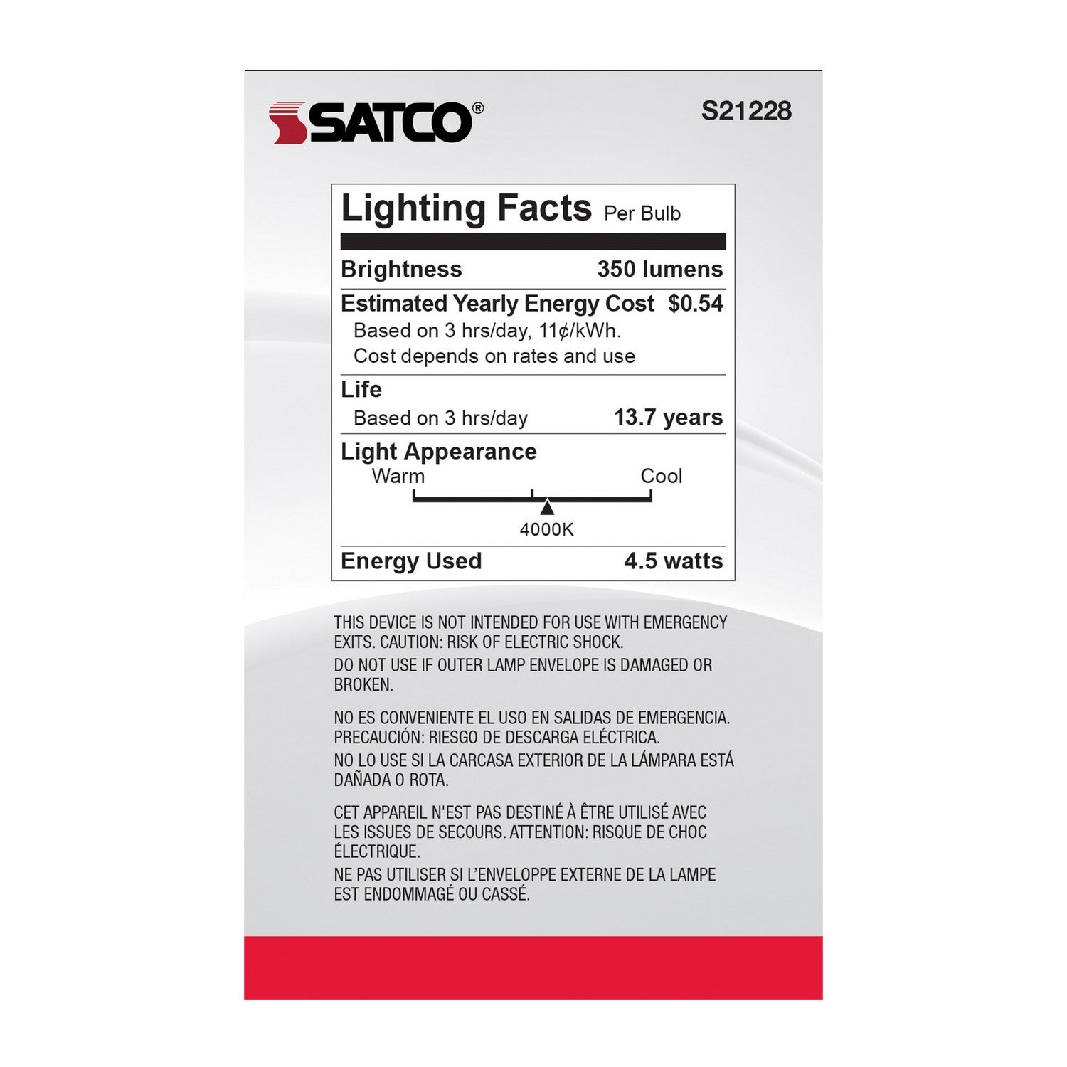 Satco - S21228 - Light Bulb - Clear