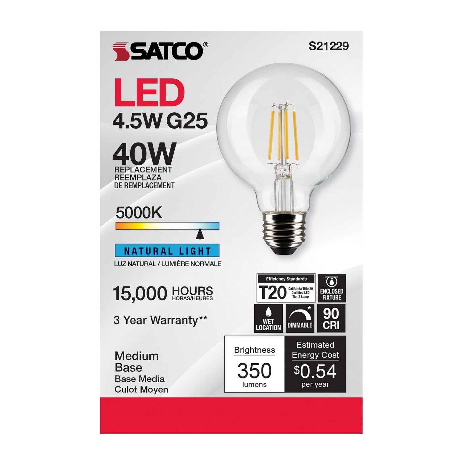 Satco - S21229 - Light Bulb - Clear