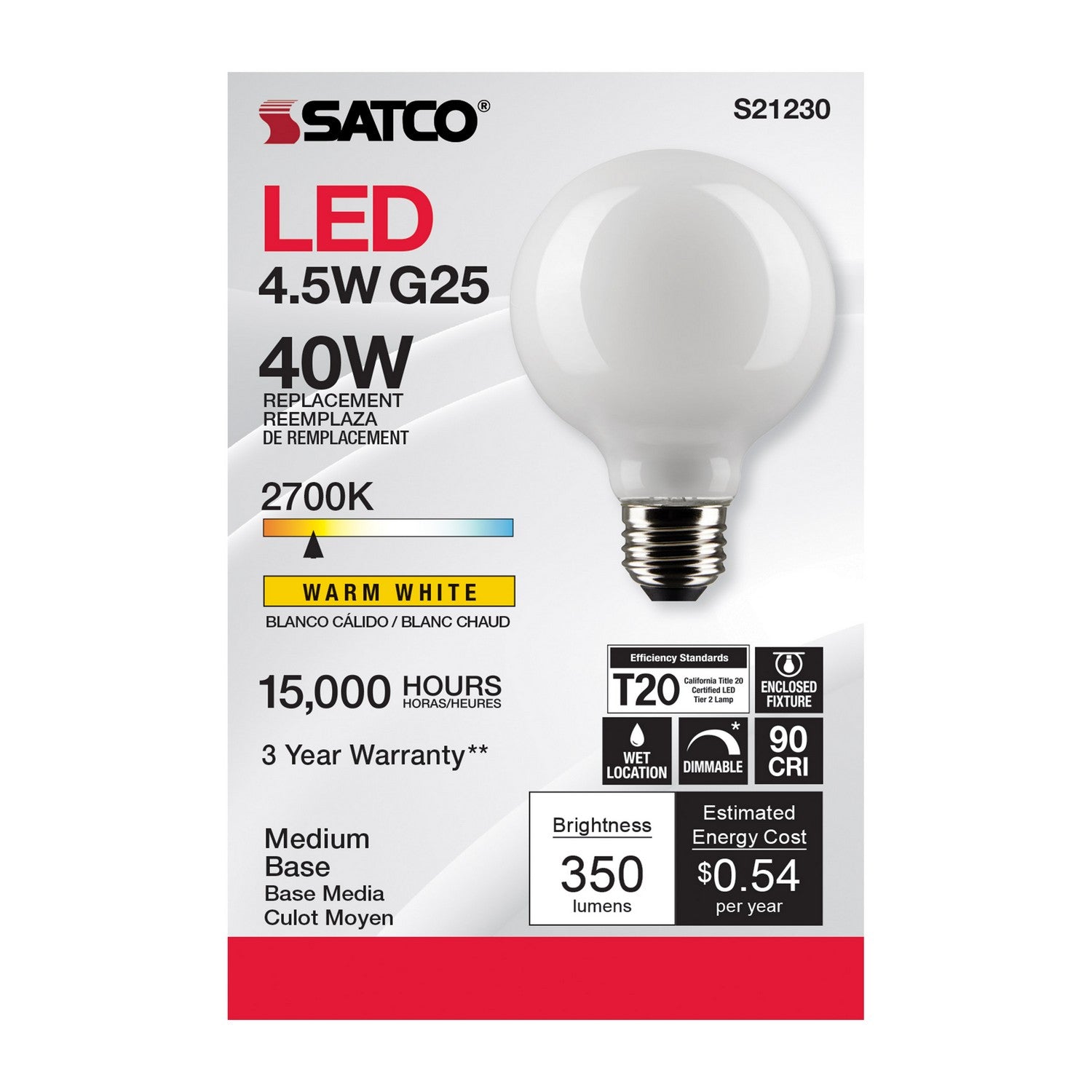 Satco - S21230 - Light Bulb - White