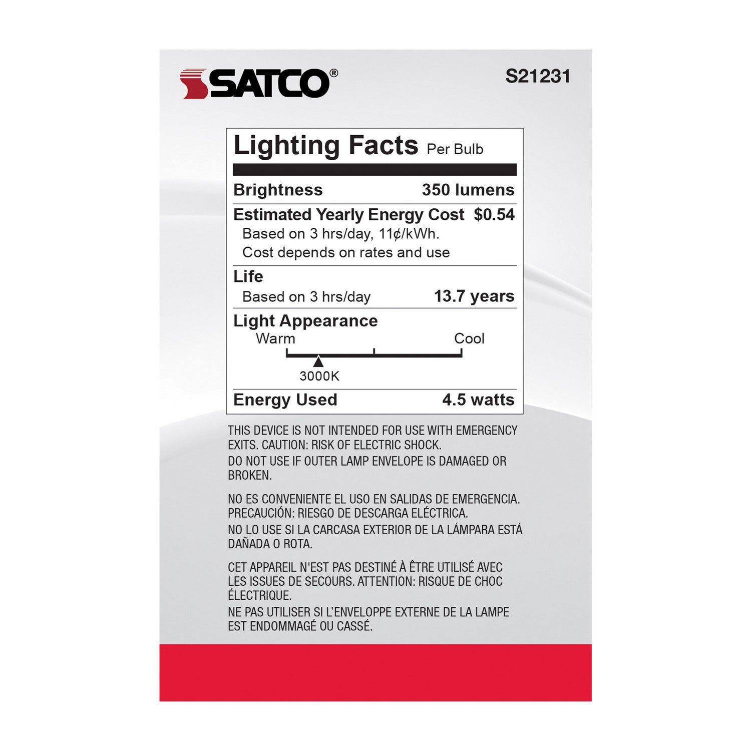 Satco - S21231 - Light Bulb - White