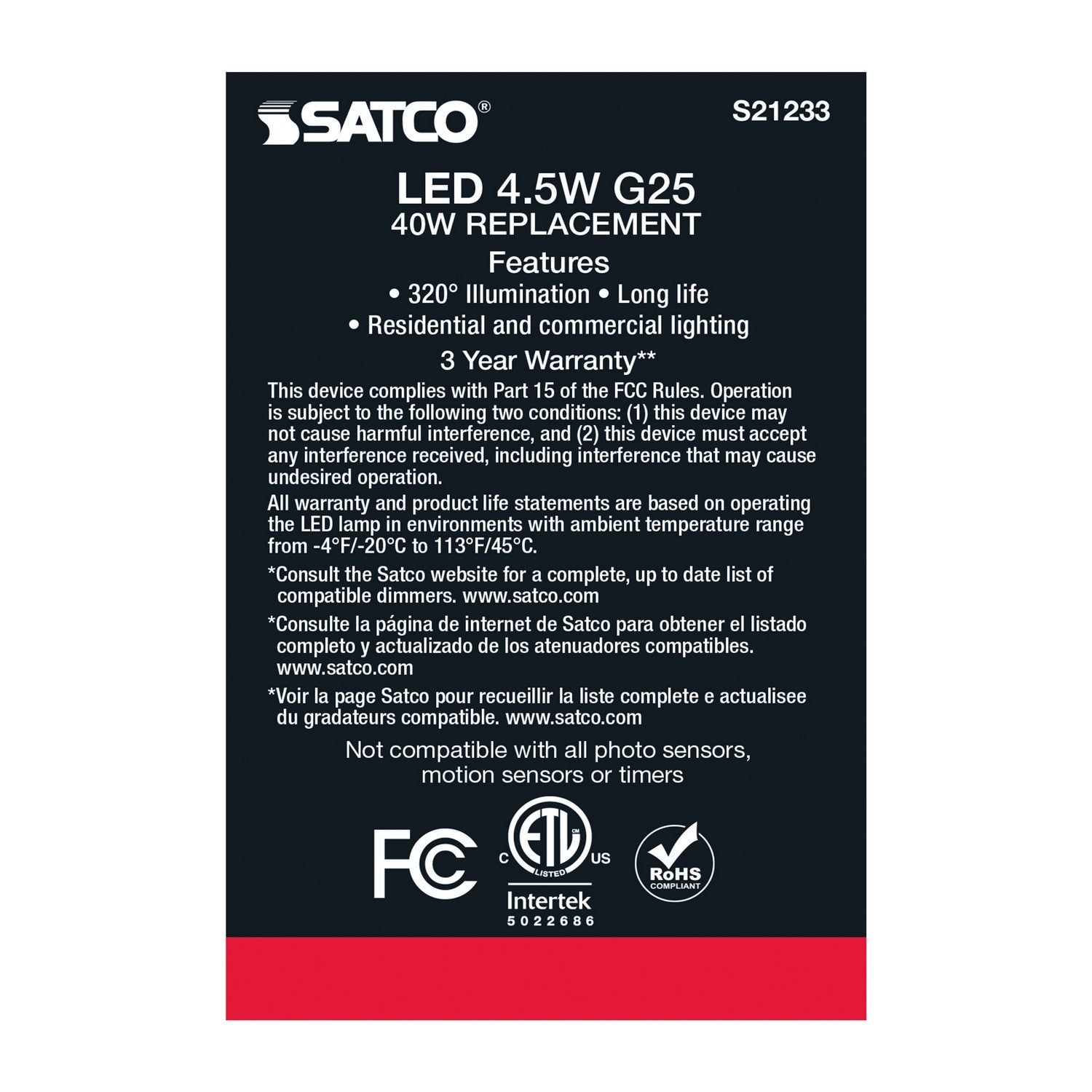 Satco - S21233 - Light Bulb - White