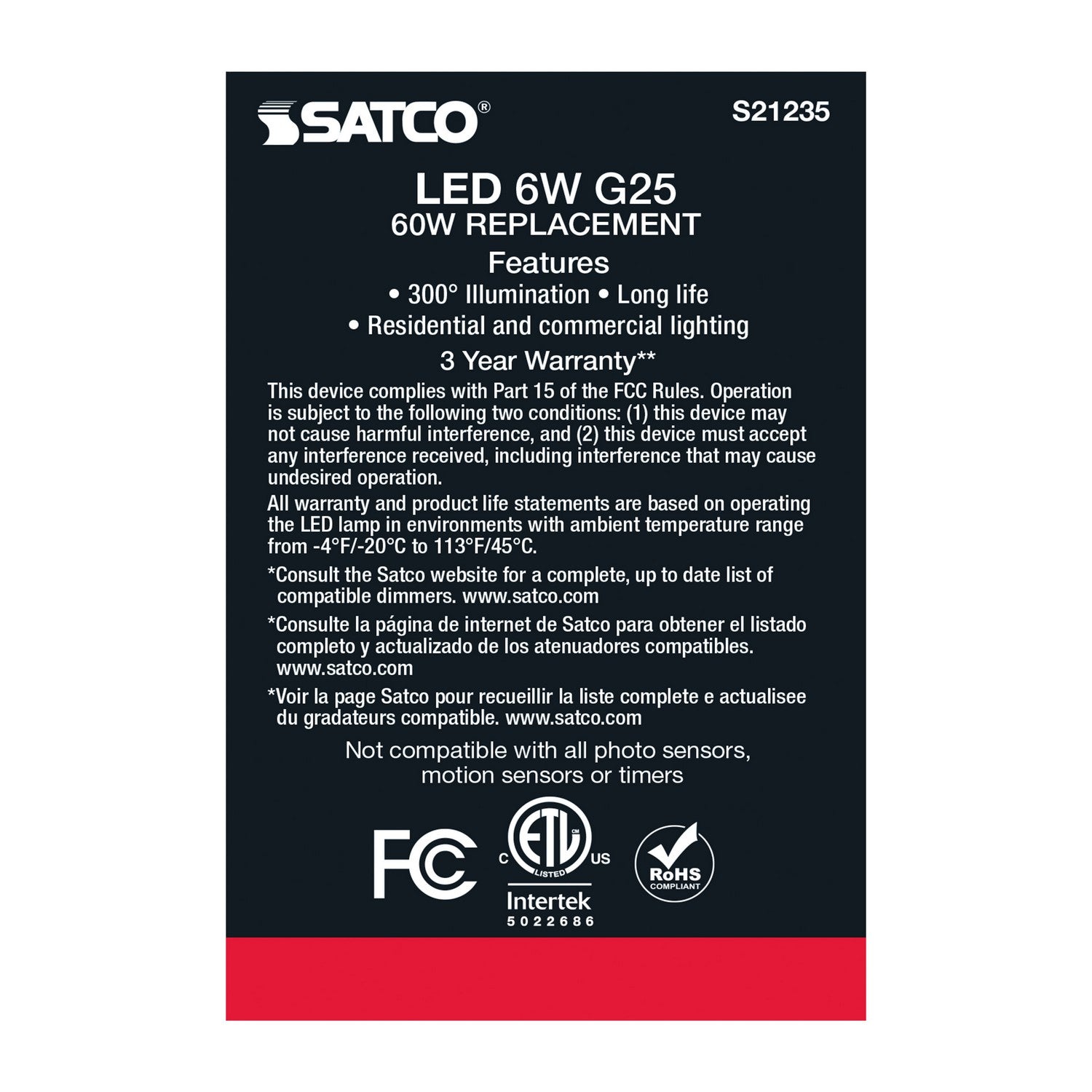 Satco - S21235 - Light Bulb - Clear