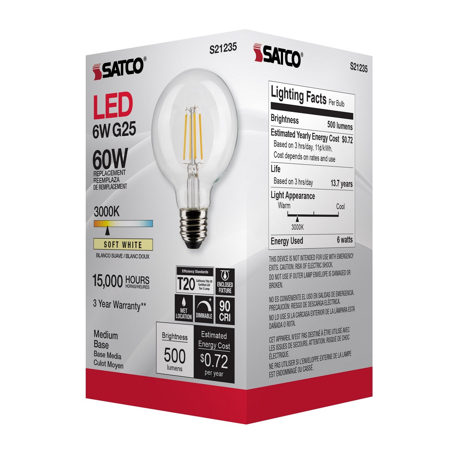 Satco - S21235 - Light Bulb - Clear