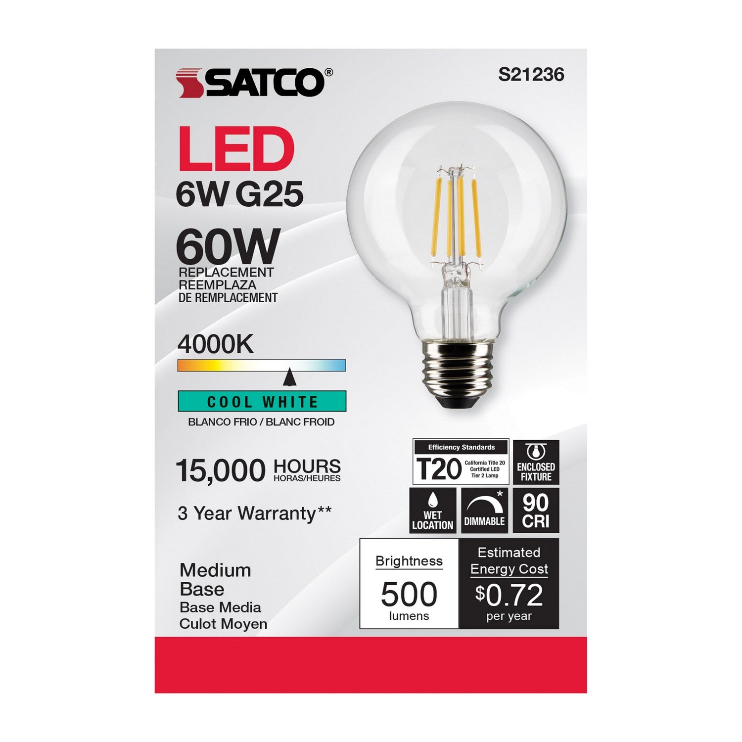 Satco - S21236 - Light Bulb - Clear