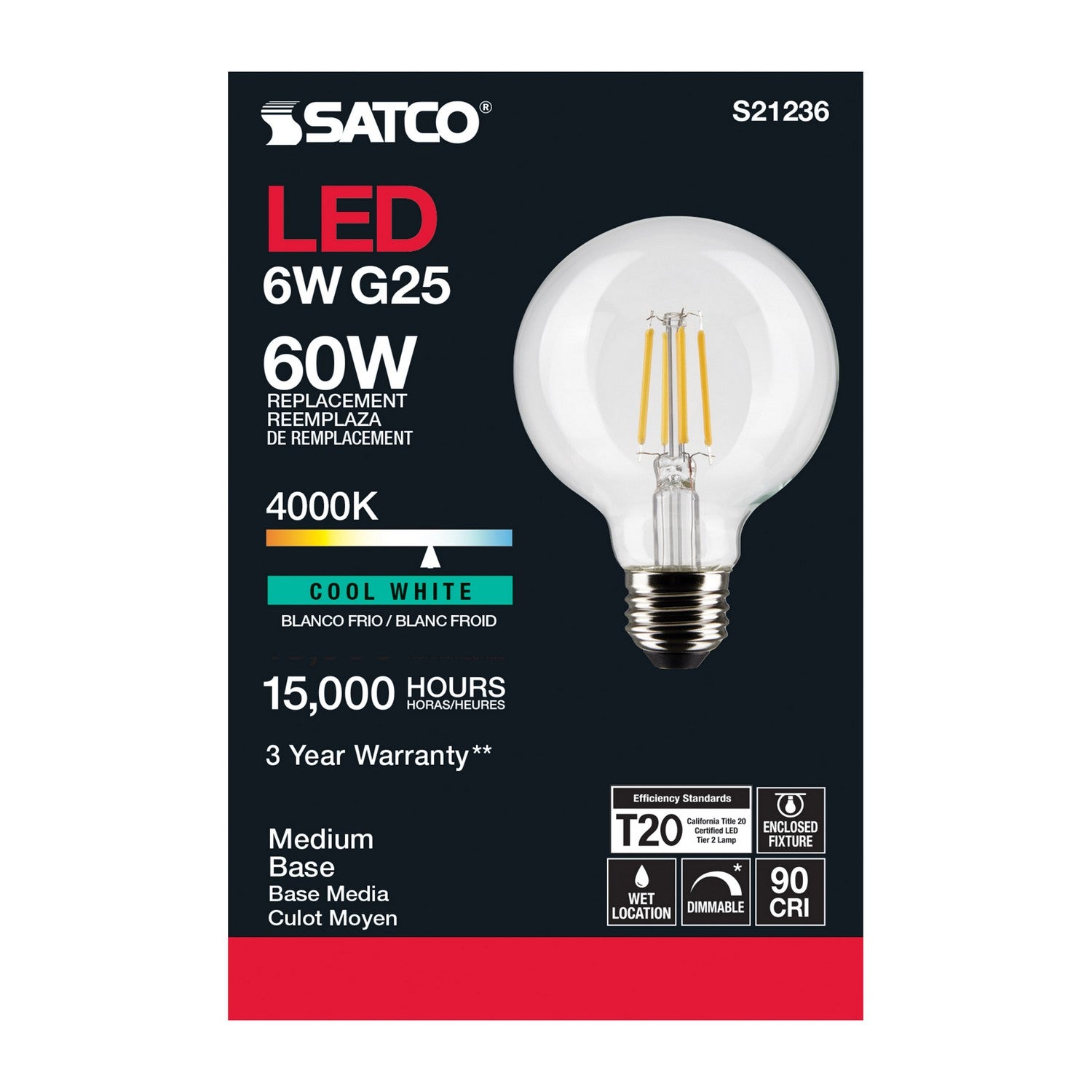 Satco - S21236 - Light Bulb - Clear