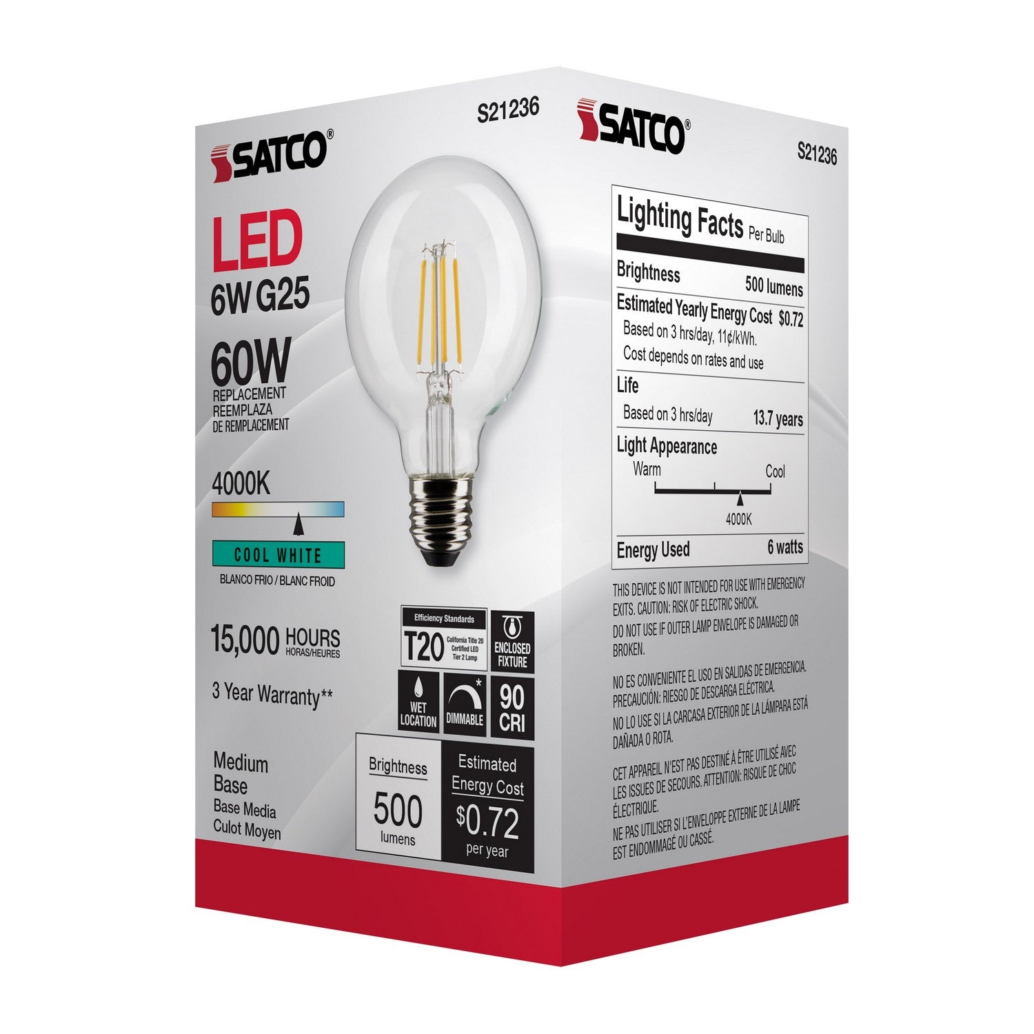 Satco - S21236 - Light Bulb - Clear