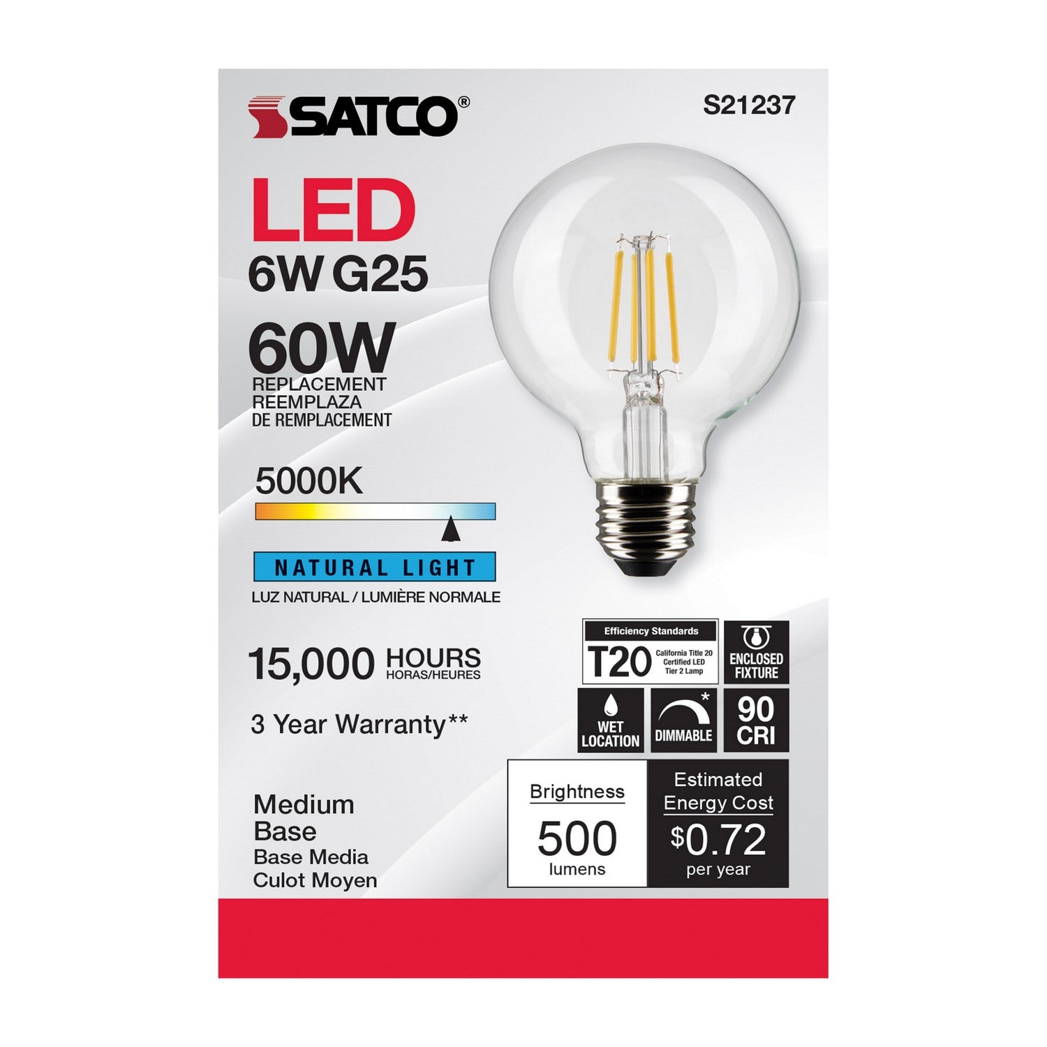 Satco - S21237 - Light Bulb - Clear