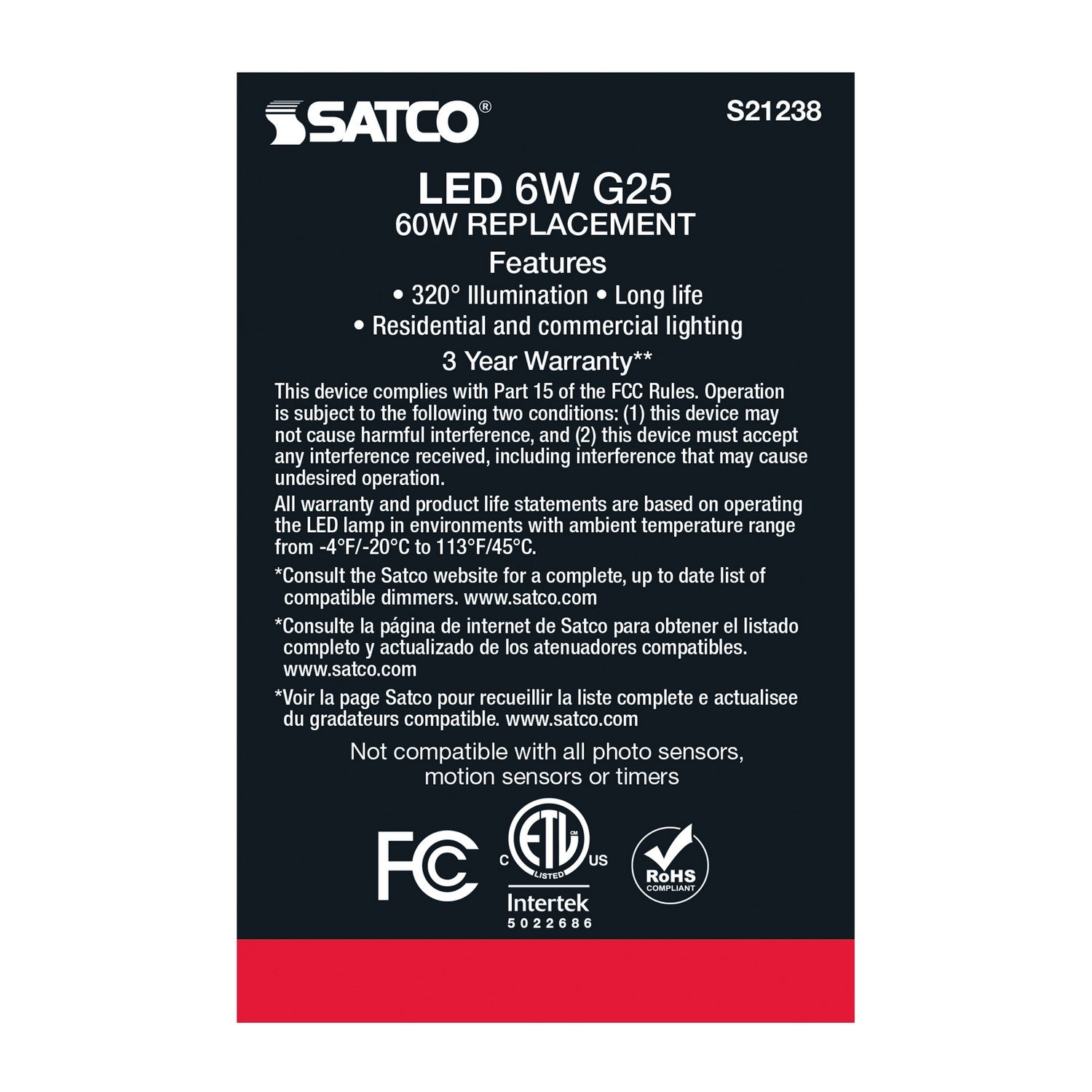 Satco - S21238 - Light Bulb - White