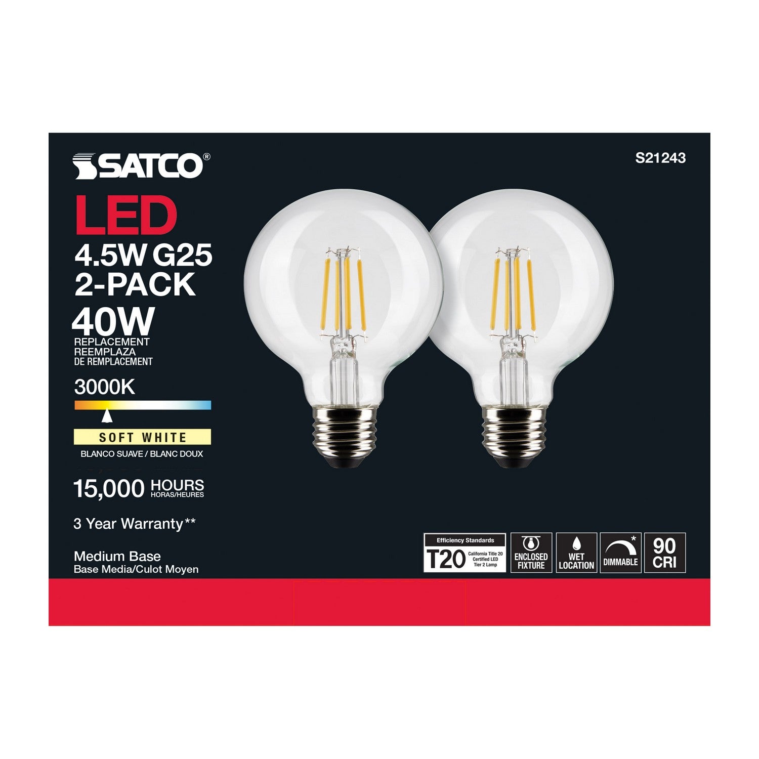 Satco - S21243 - Light Bulb - Clear