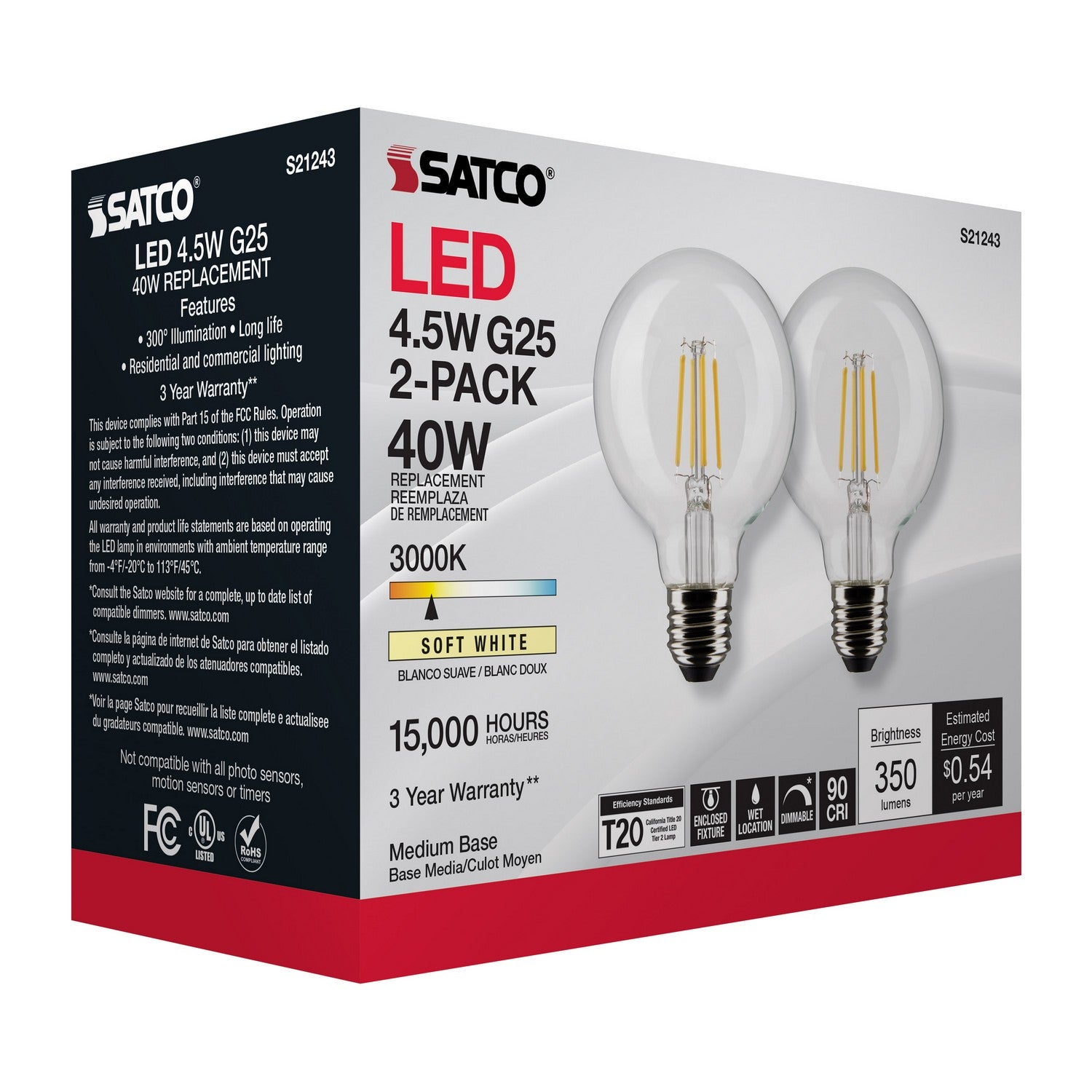 Satco - S21243 - Light Bulb - Clear
