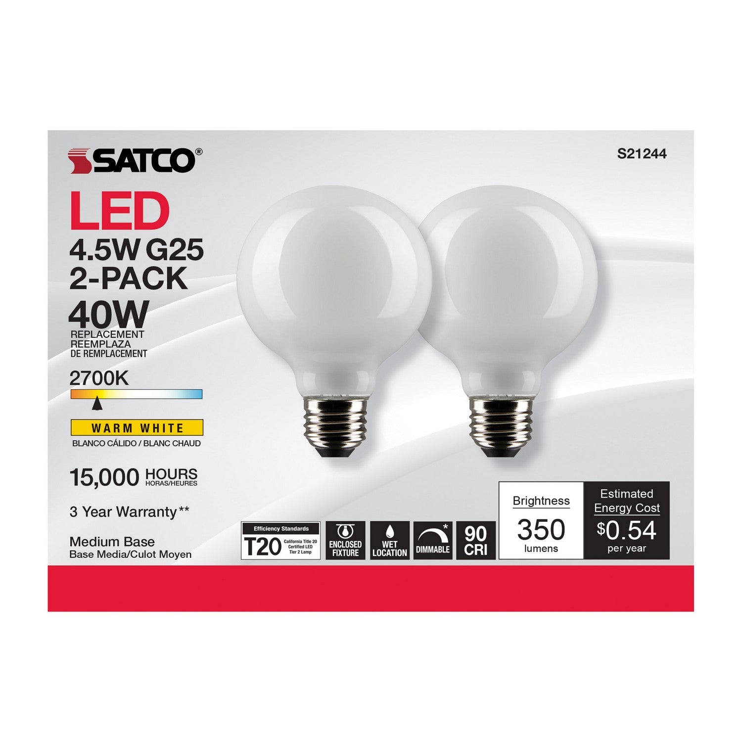 Satco - S21244 - Light Bulb - White