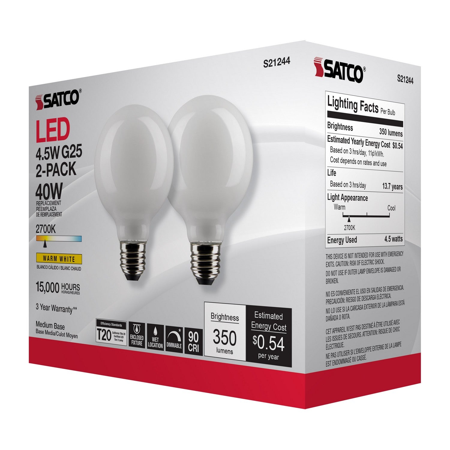 Satco - S21244 - Light Bulb - White