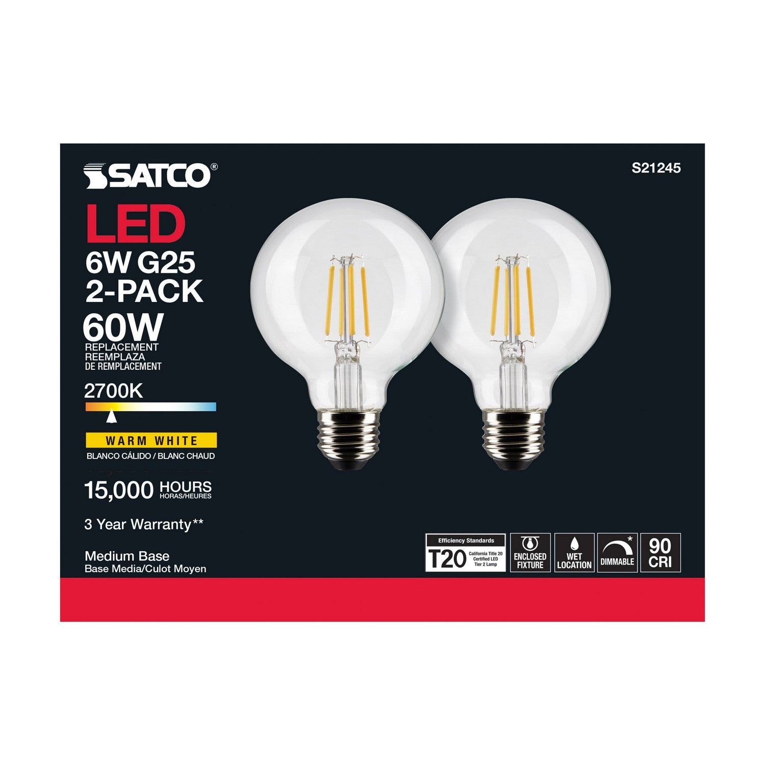 Satco - S21245 - Light Bulb - Clear