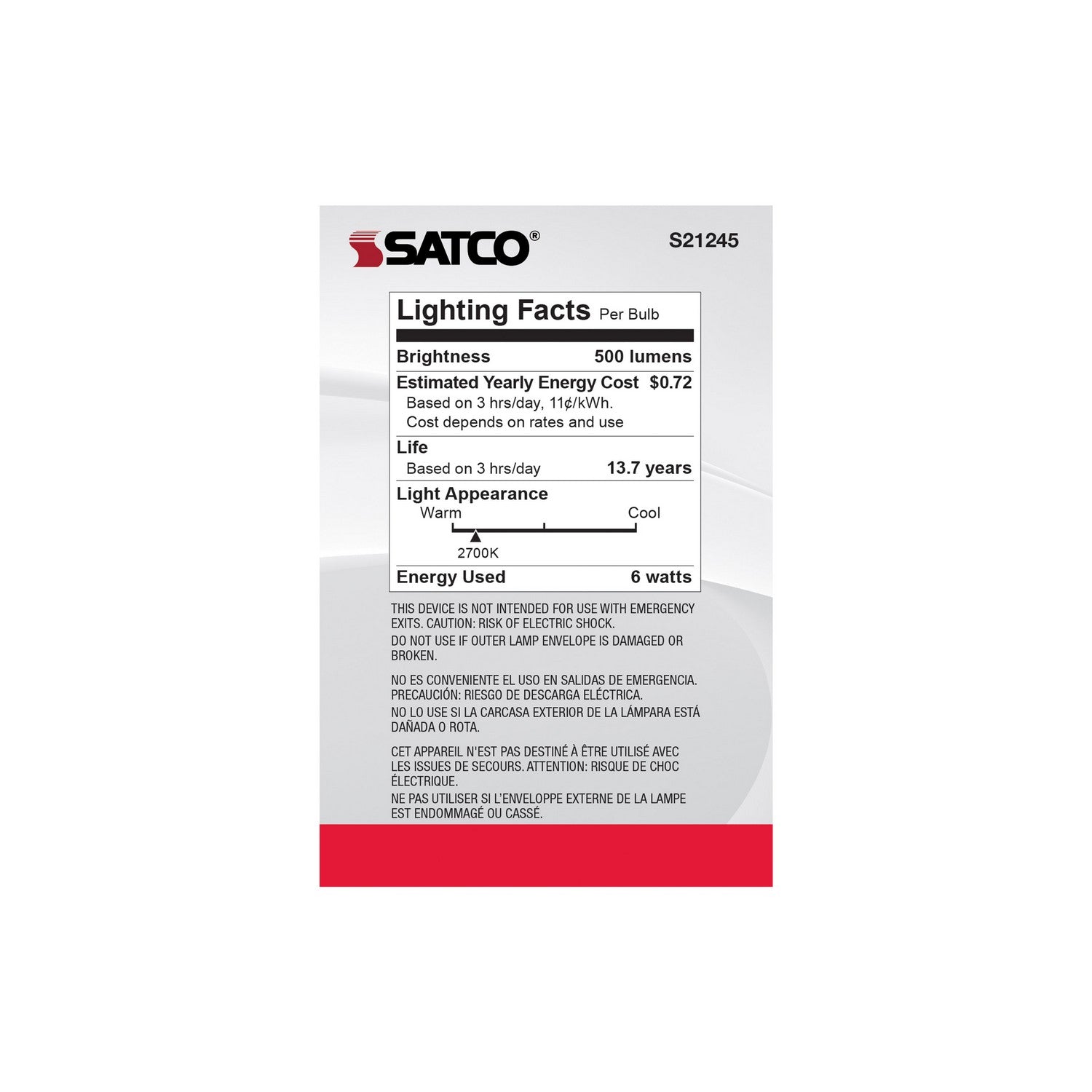 Satco - S21245 - Light Bulb - Clear