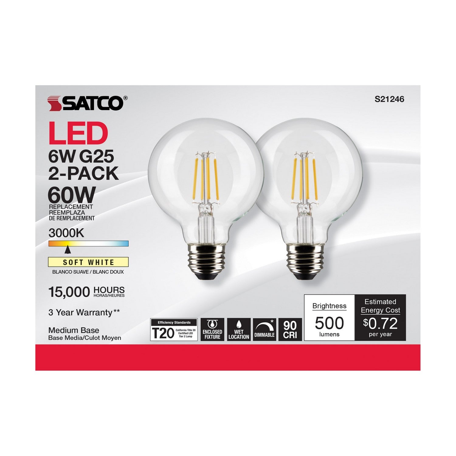 Satco - S21246 - Light Bulb - Clear