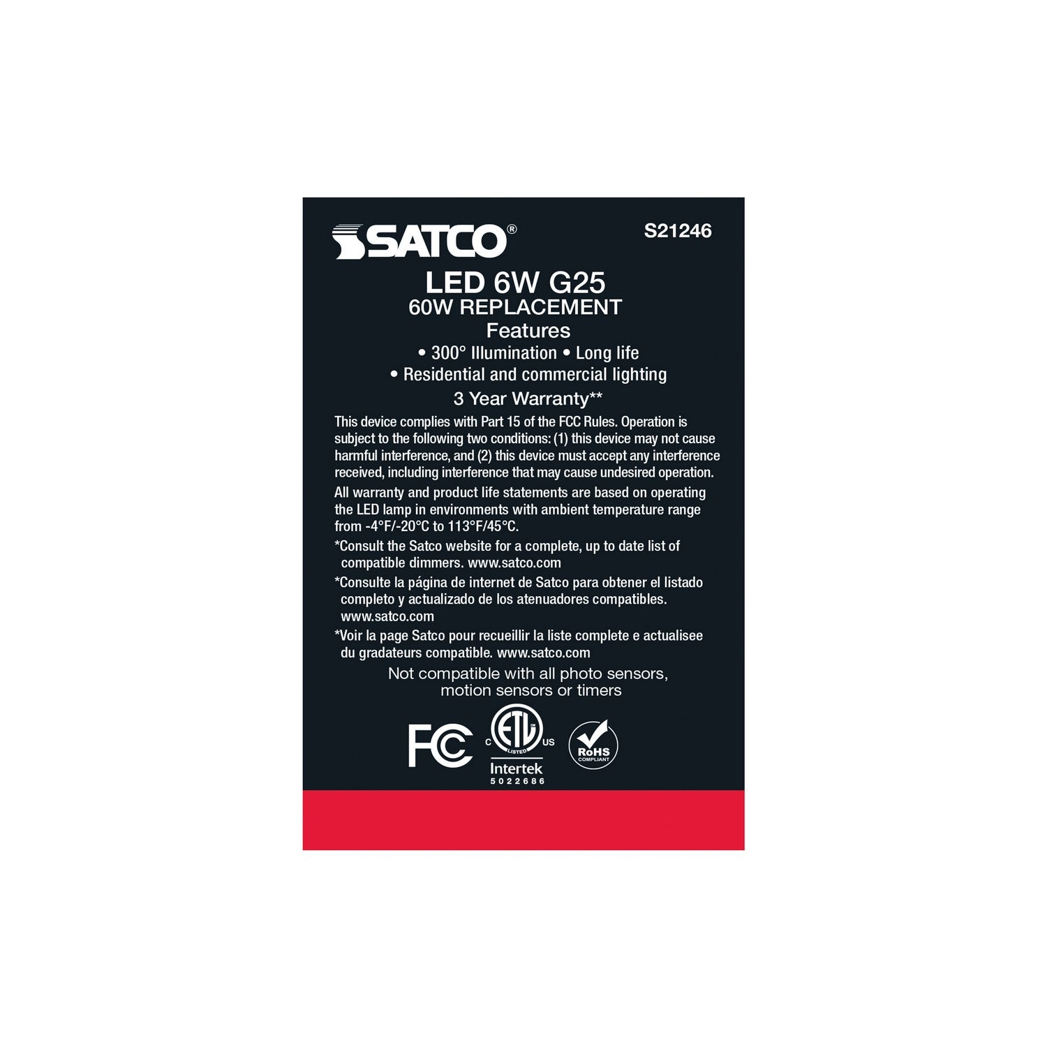 Satco - S21246 - Light Bulb - Clear