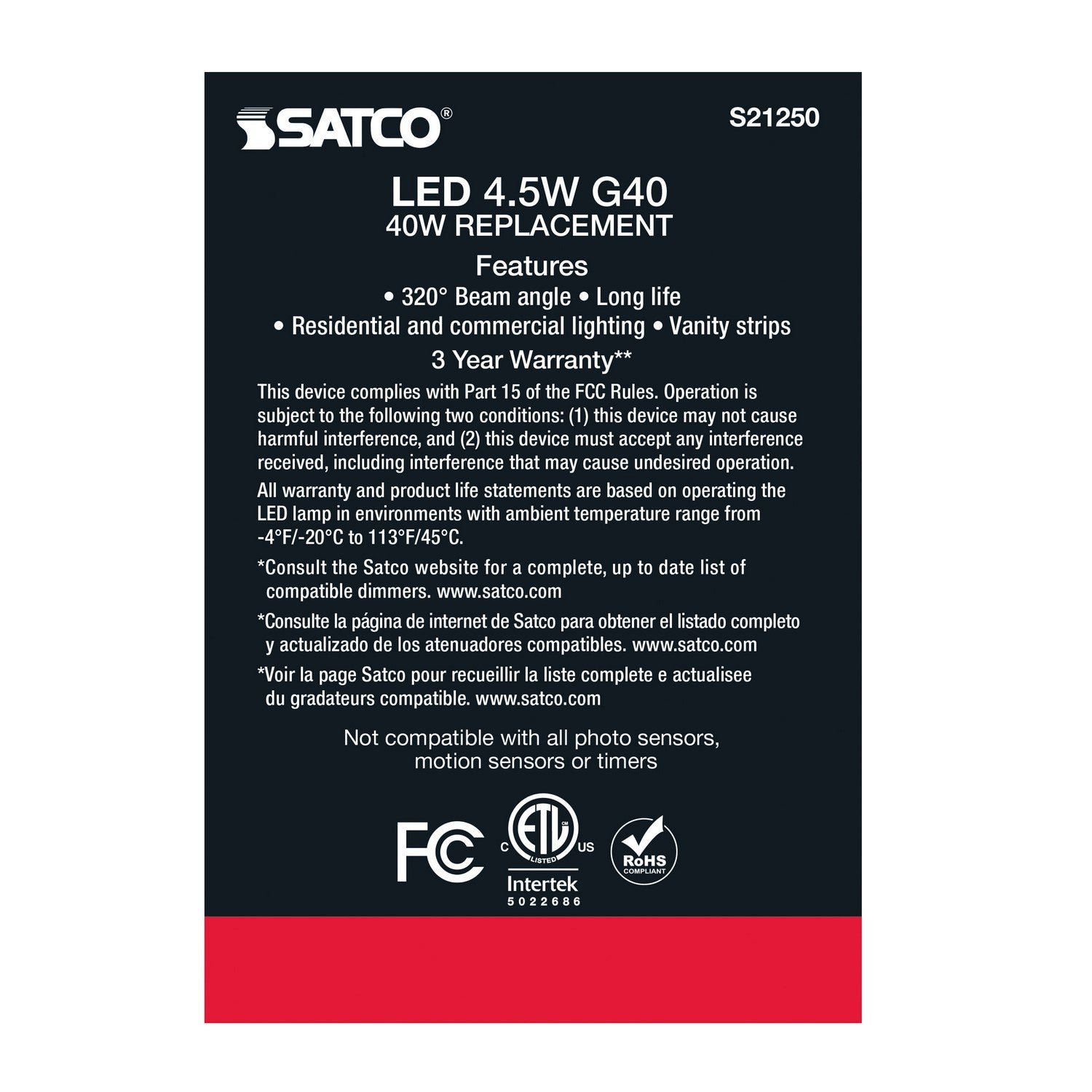 Satco - S21250 - Light Bulb - White