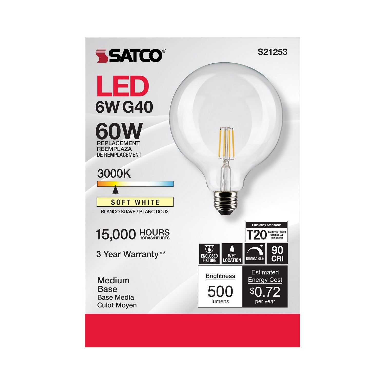 Satco - S21253 - Light Bulb - Clear