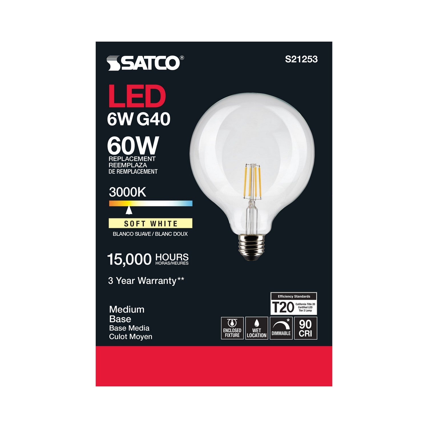 Satco - S21253 - Light Bulb - Clear