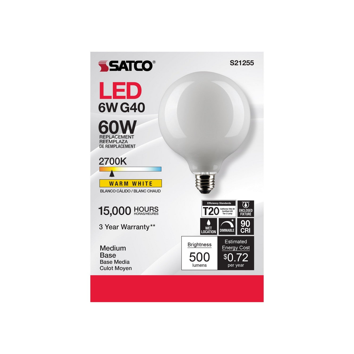 Satco - S21255 - Light Bulb - White
