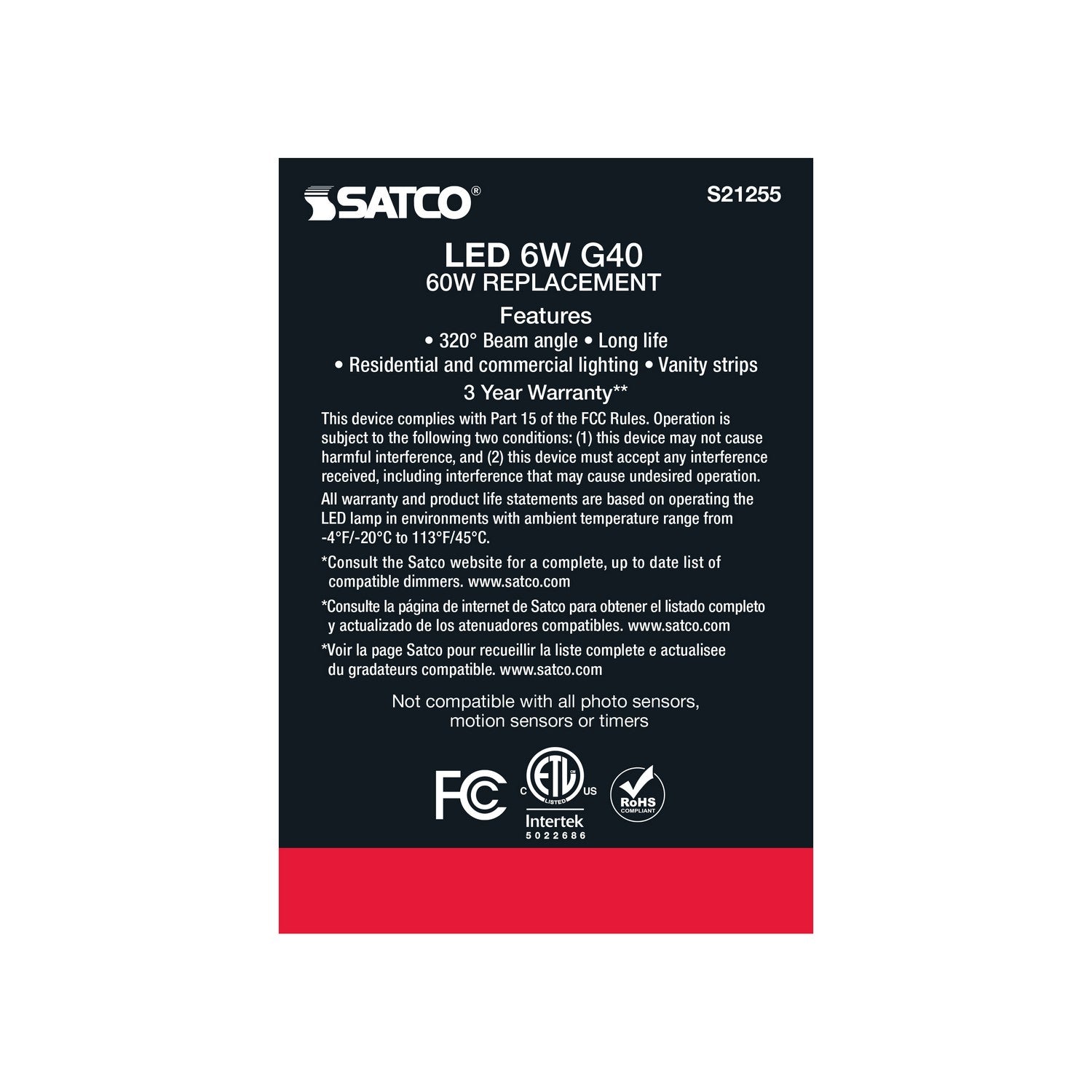 Satco - S21255 - Light Bulb - White