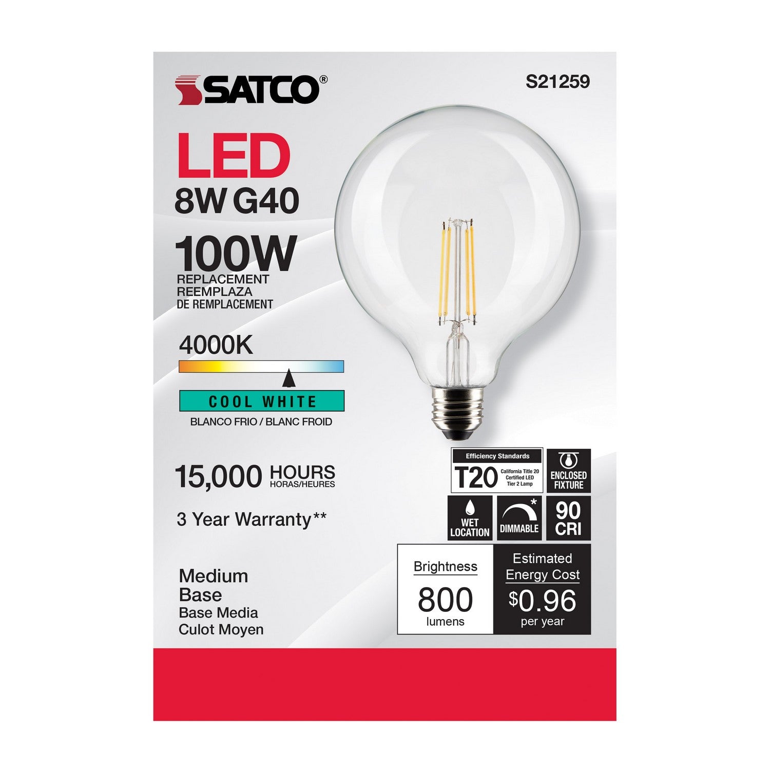 Satco - S21259 - Light Bulb - Clear