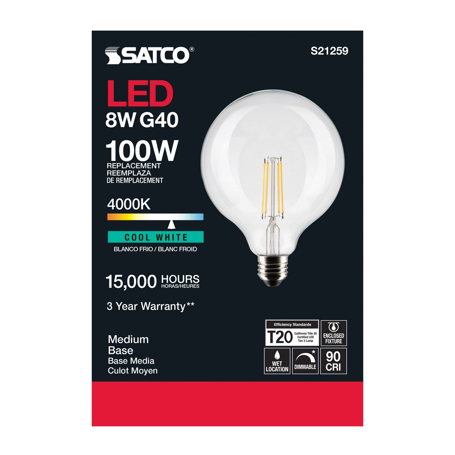 Satco - S21259 - Light Bulb - Clear