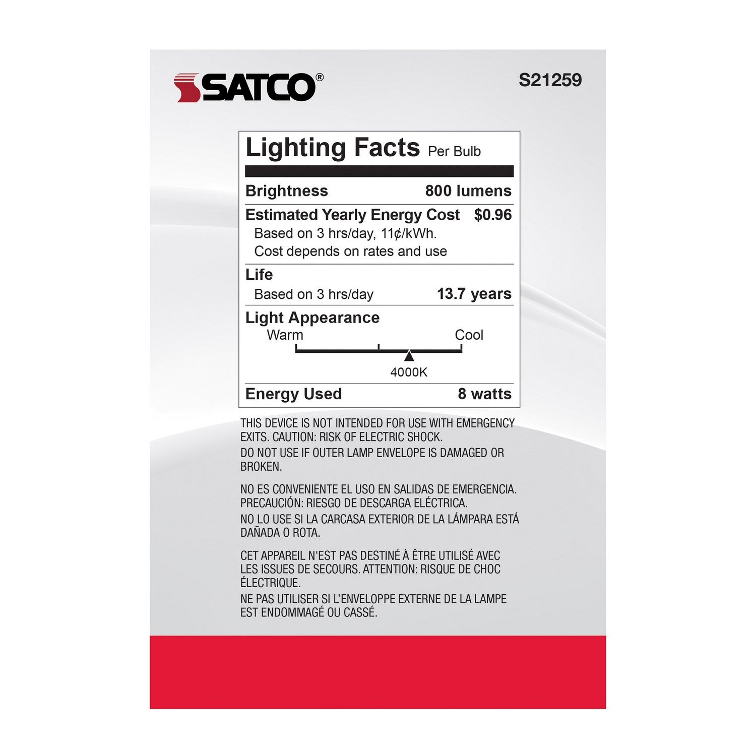 Satco - S21259 - Light Bulb - Clear
