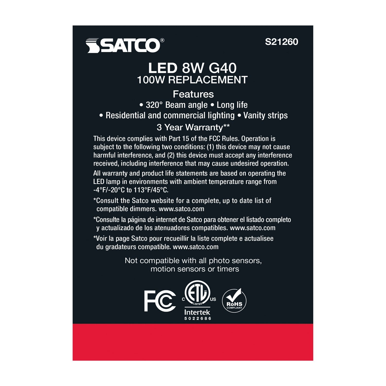 Satco - S21260 - Light Bulb - White