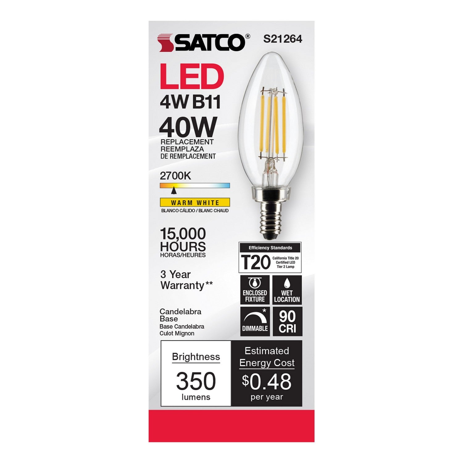 Satco - S21264 - Light Bulb - Clear