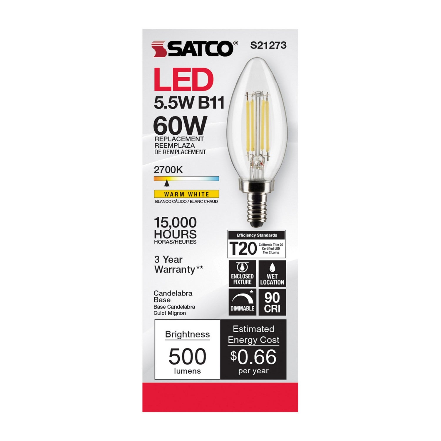 Satco - S21273 - Light Bulb - Clear