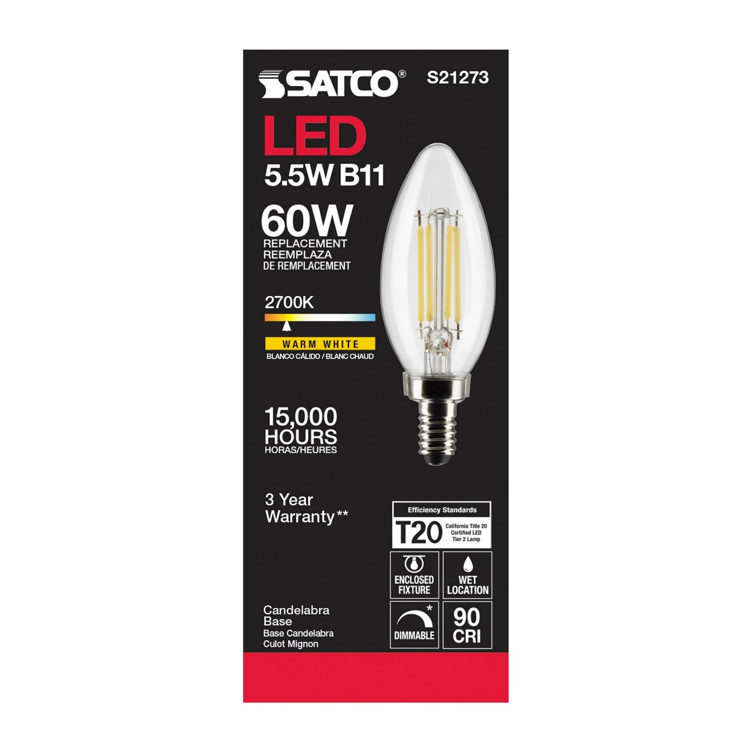 Satco - S21273 - Light Bulb - Clear