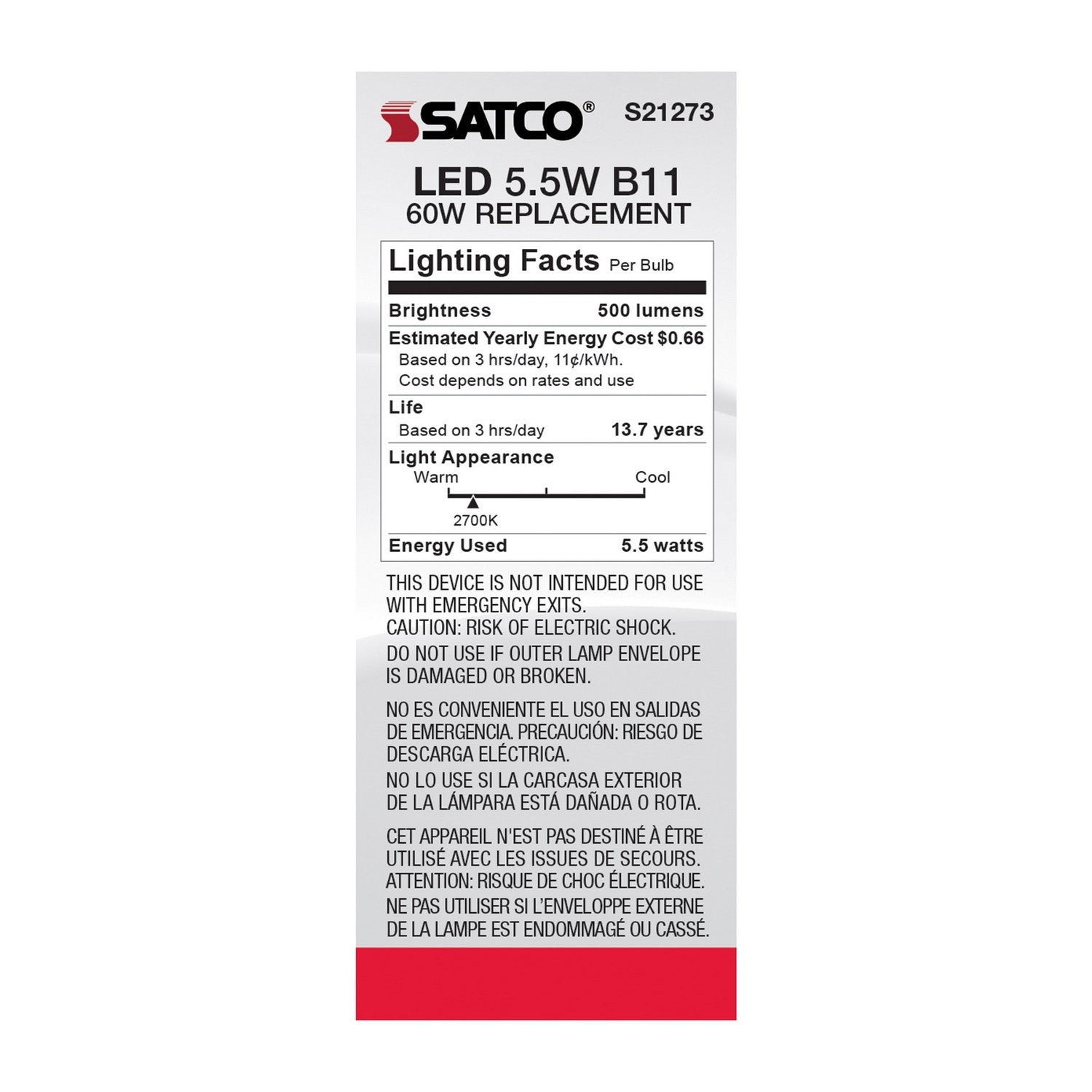 Satco - S21273 - Light Bulb - Clear