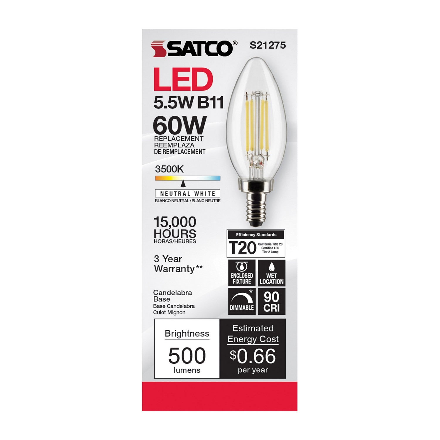 Satco - S21275 - Light Bulb - Clear