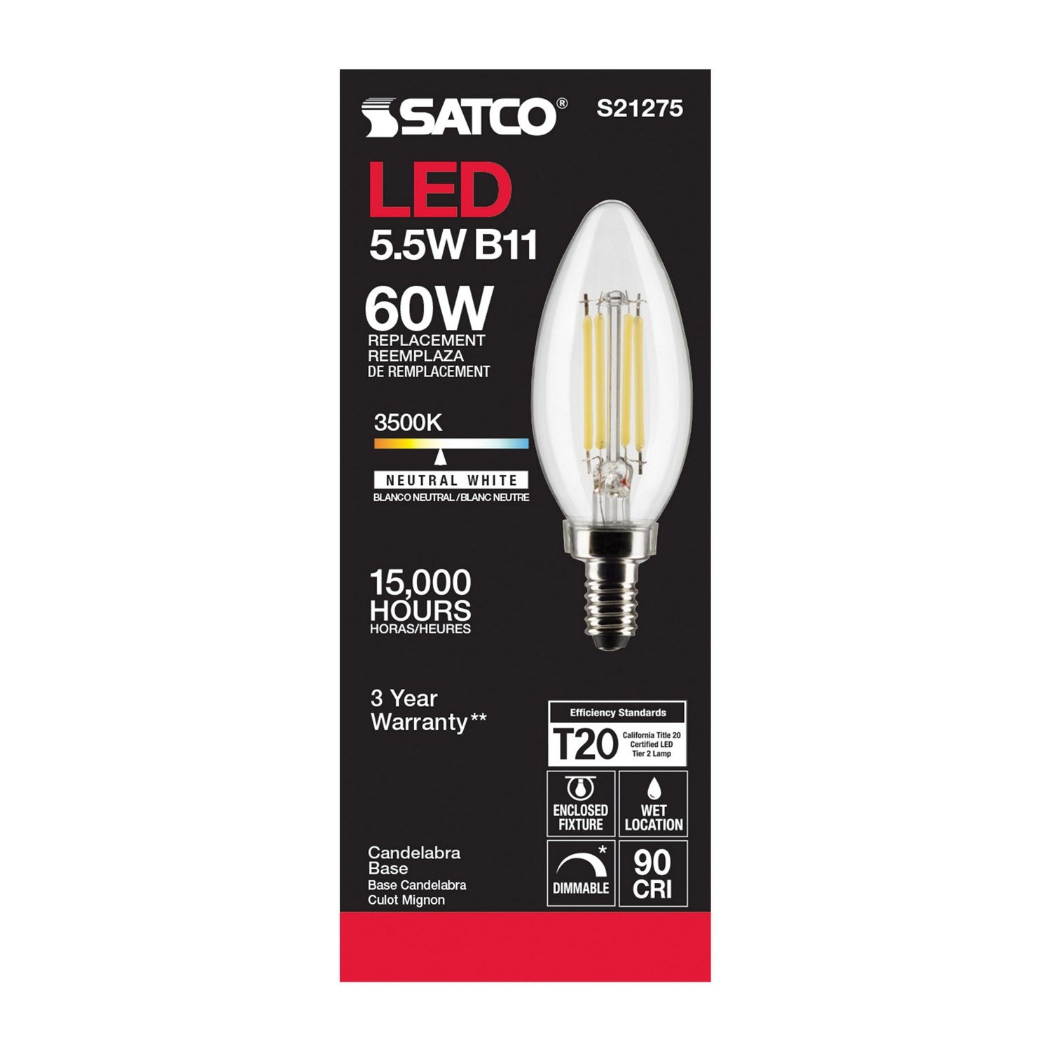 Satco - S21275 - Light Bulb - Clear